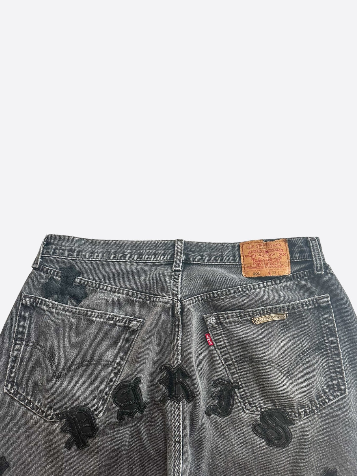 Chrome Hearts Levi's Grey Paris Exclusive Cross Patch Jeans