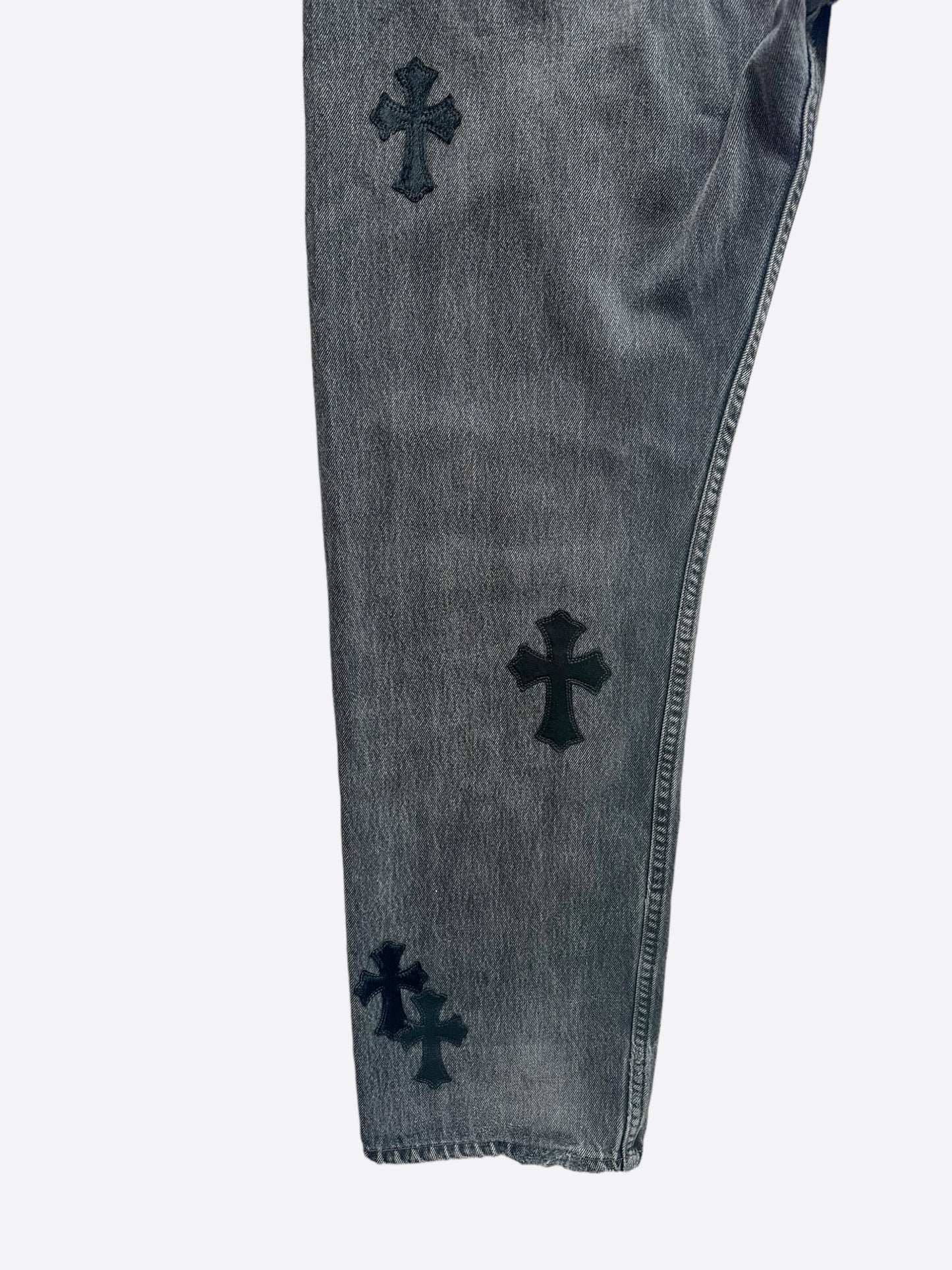 Chrome Hearts Levi's Grey Paris Exclusive Cross Patch Jeans