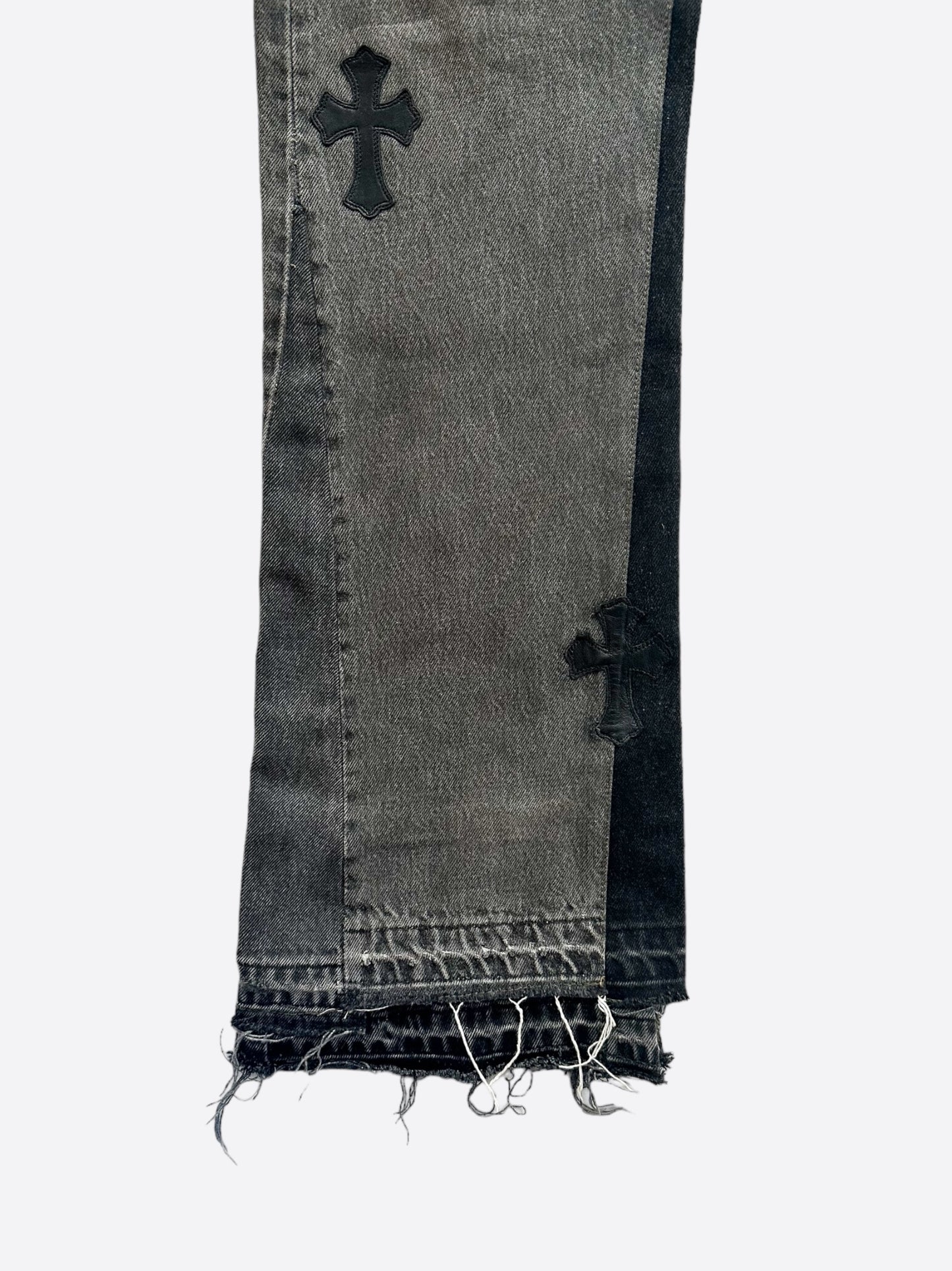 Chrome Hearts Levi's Gallery Dept Grey Black Cross Patch Flared Jeans