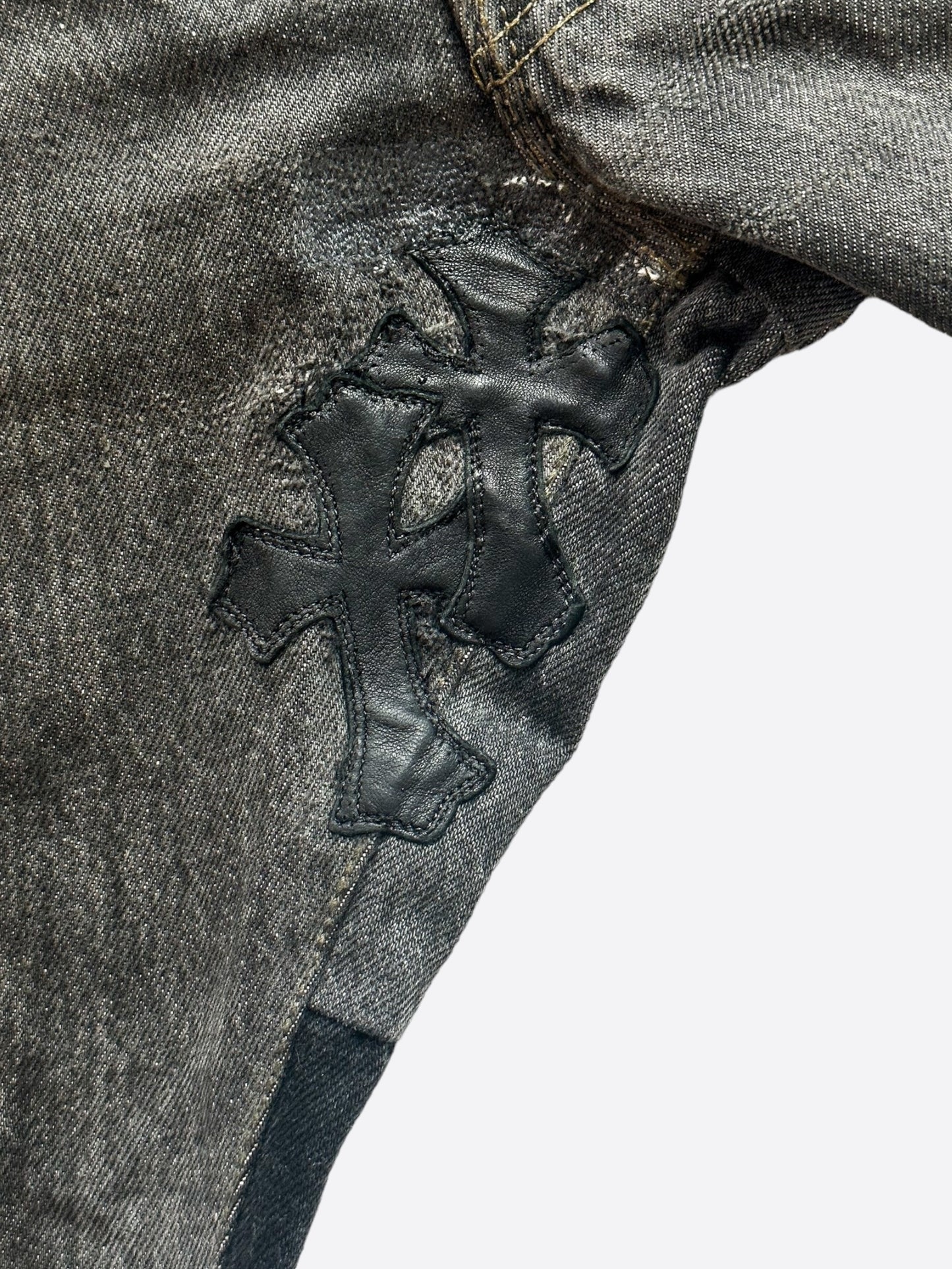 Chrome Hearts Levi's Gallery Dept Grey Black Cross Patch Flared Jeans
