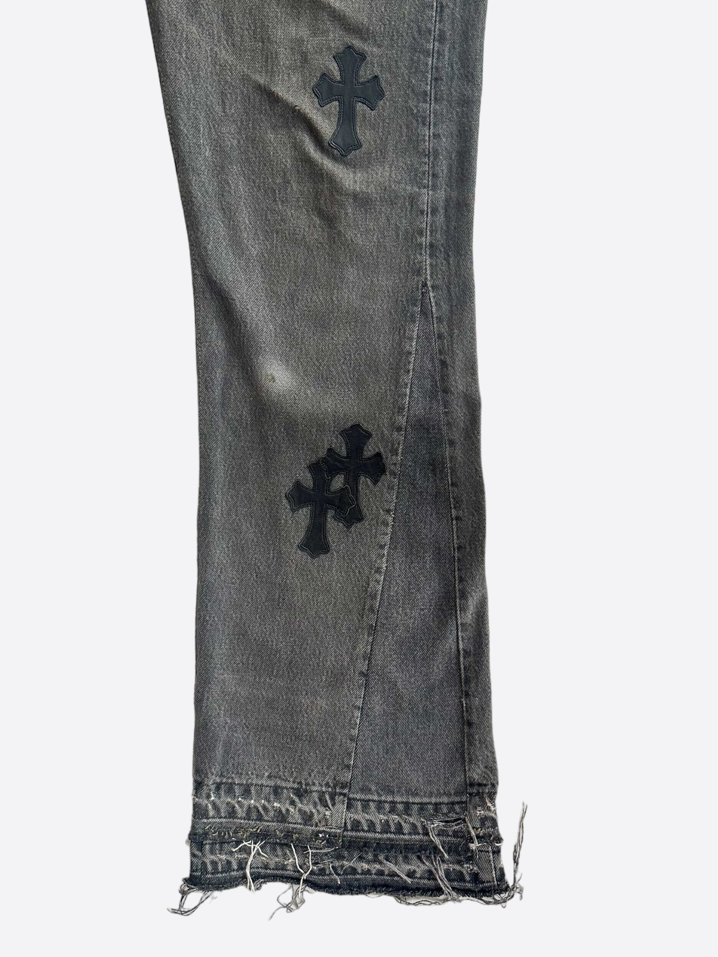 Chrome Hearts Levi's Gallery Dept Grey Black Cross Patch Flared Jeans