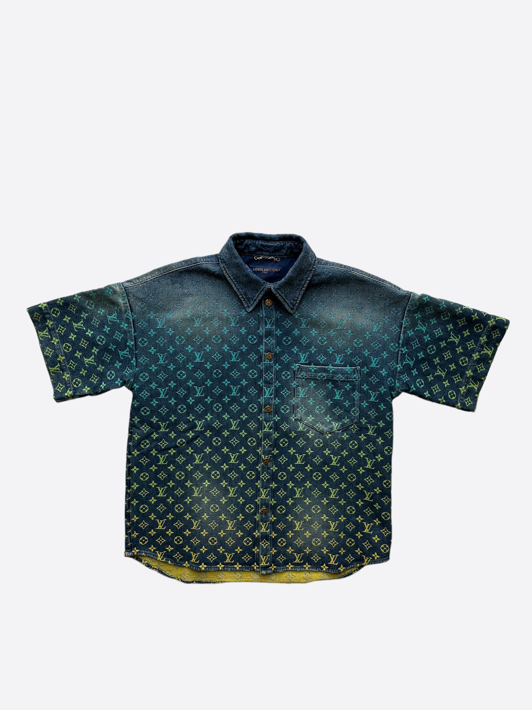 Louis Vuitton Blue Denim Gradient Monogram Denim Shirt – Savonches