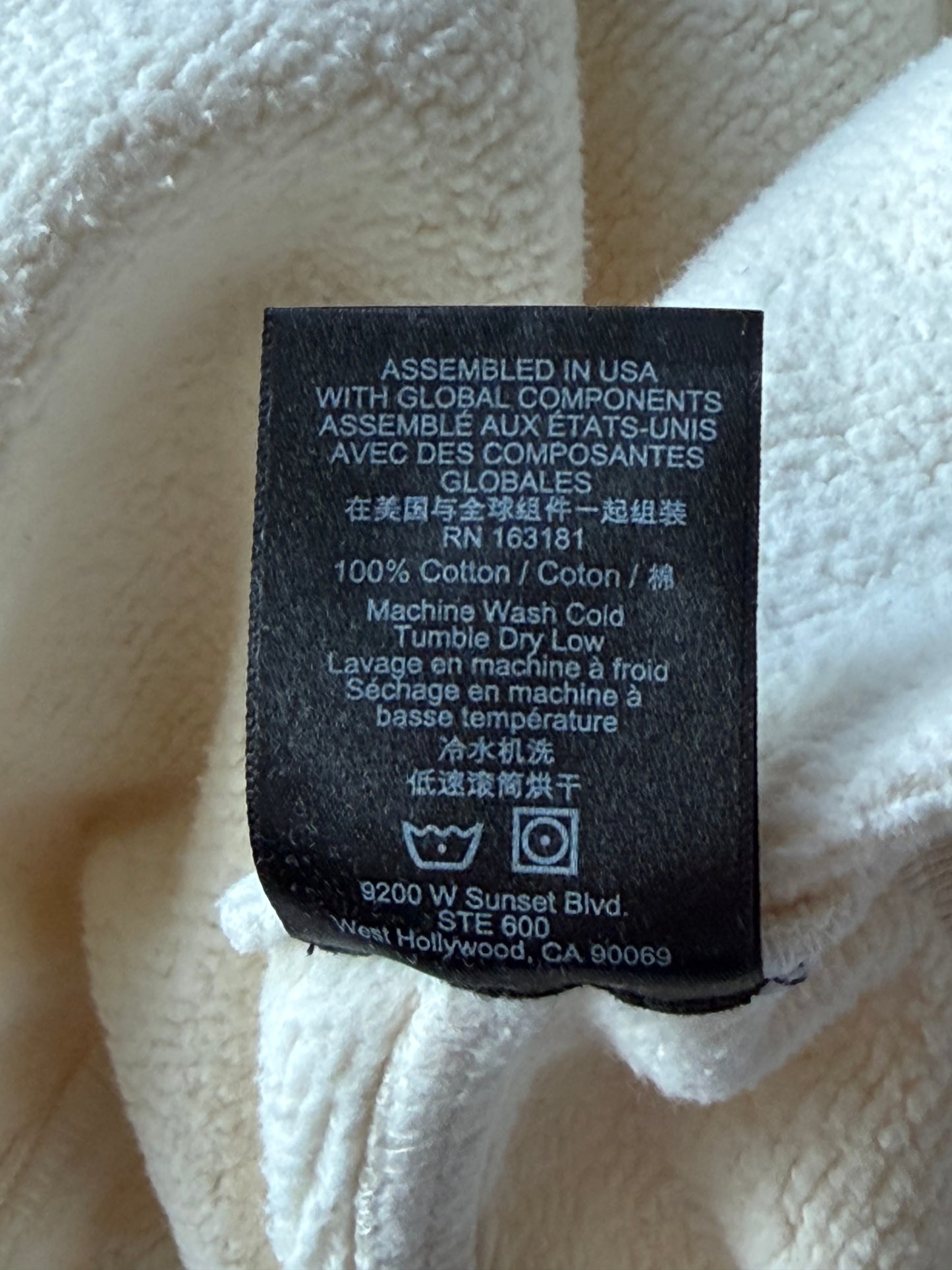 Rhude Vintage White & Black Script Logo Zip Up Hoodie