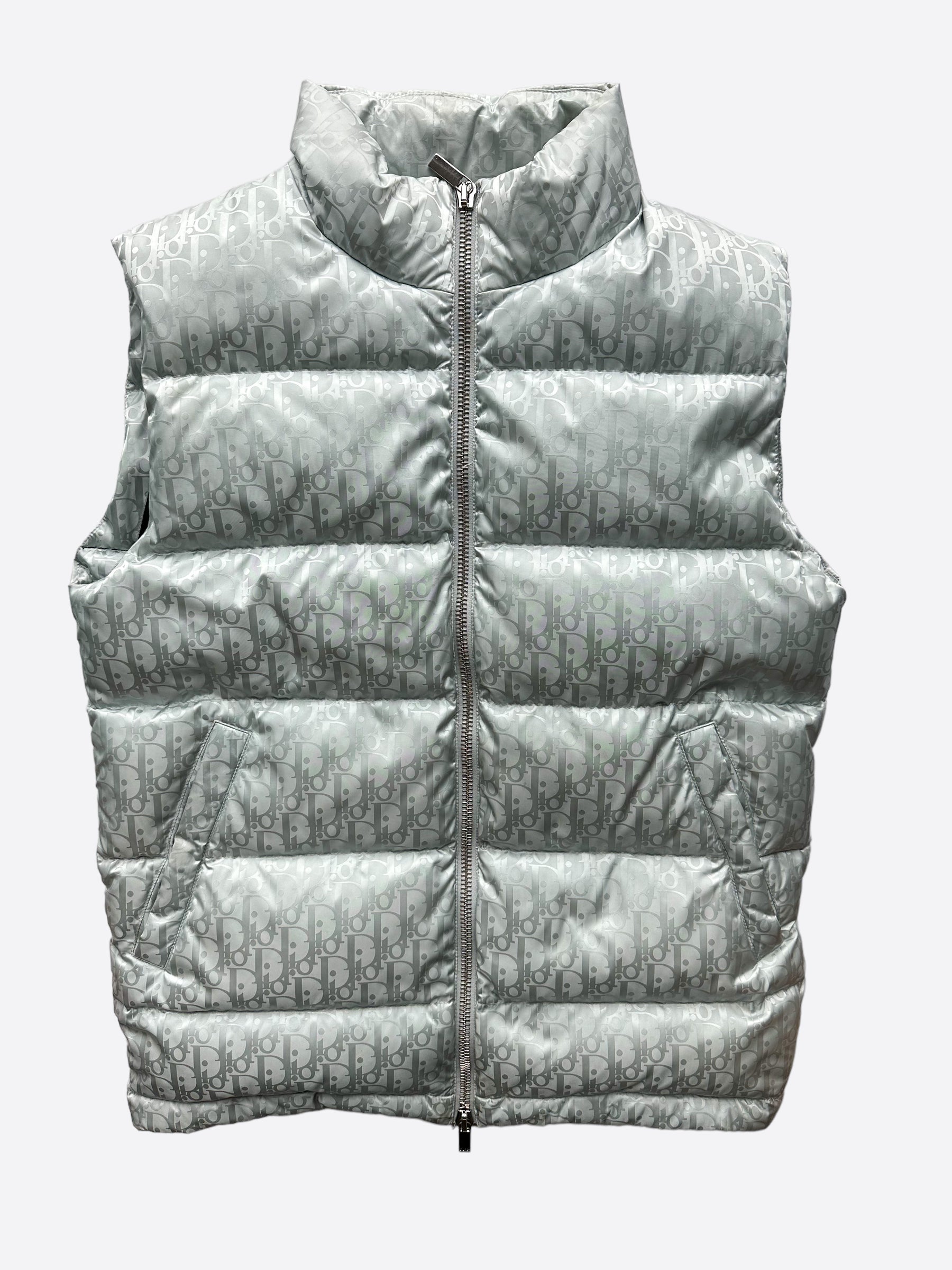 Down Vest Dior Mens Body Warmer Dior Silver Oblique Puffer Vest