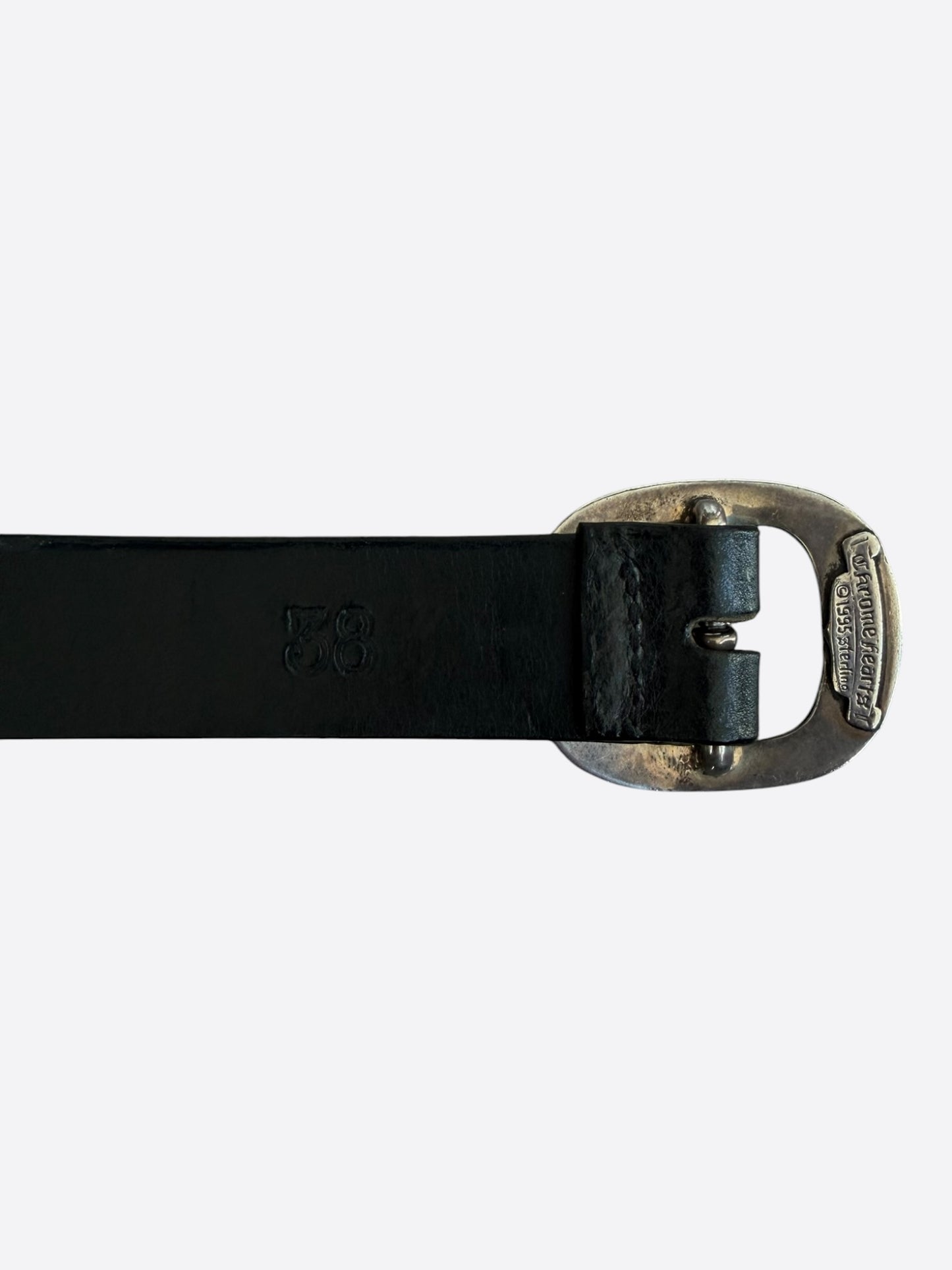 Chrome Hearts Black & Silver Dagger Logo Studded Gunslinger Belt