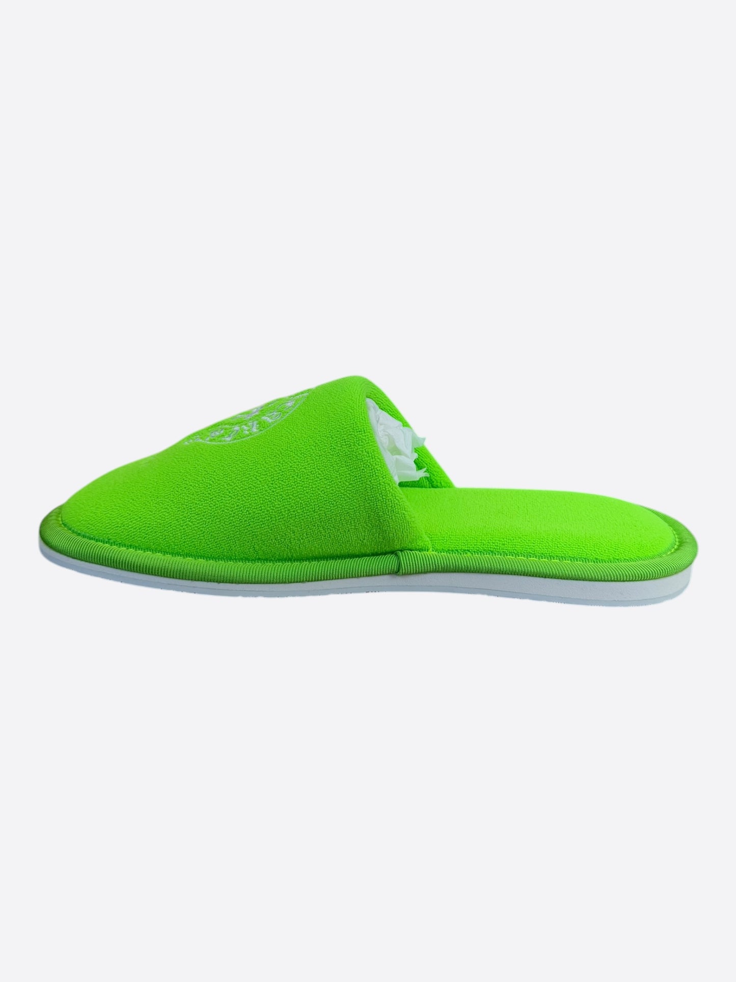 Chrome Hearts Green & White Miami Horseshoe Logo Slippers