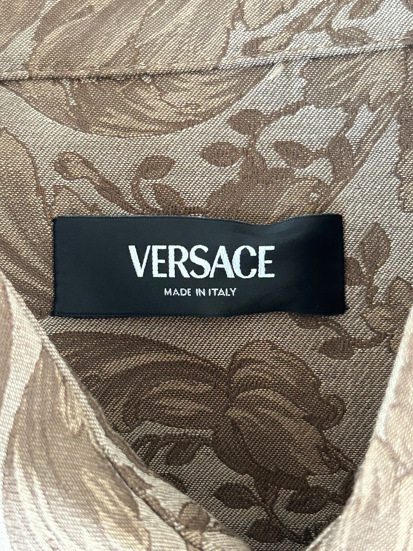 Versace Brown Barocco Jacquard Overshirt