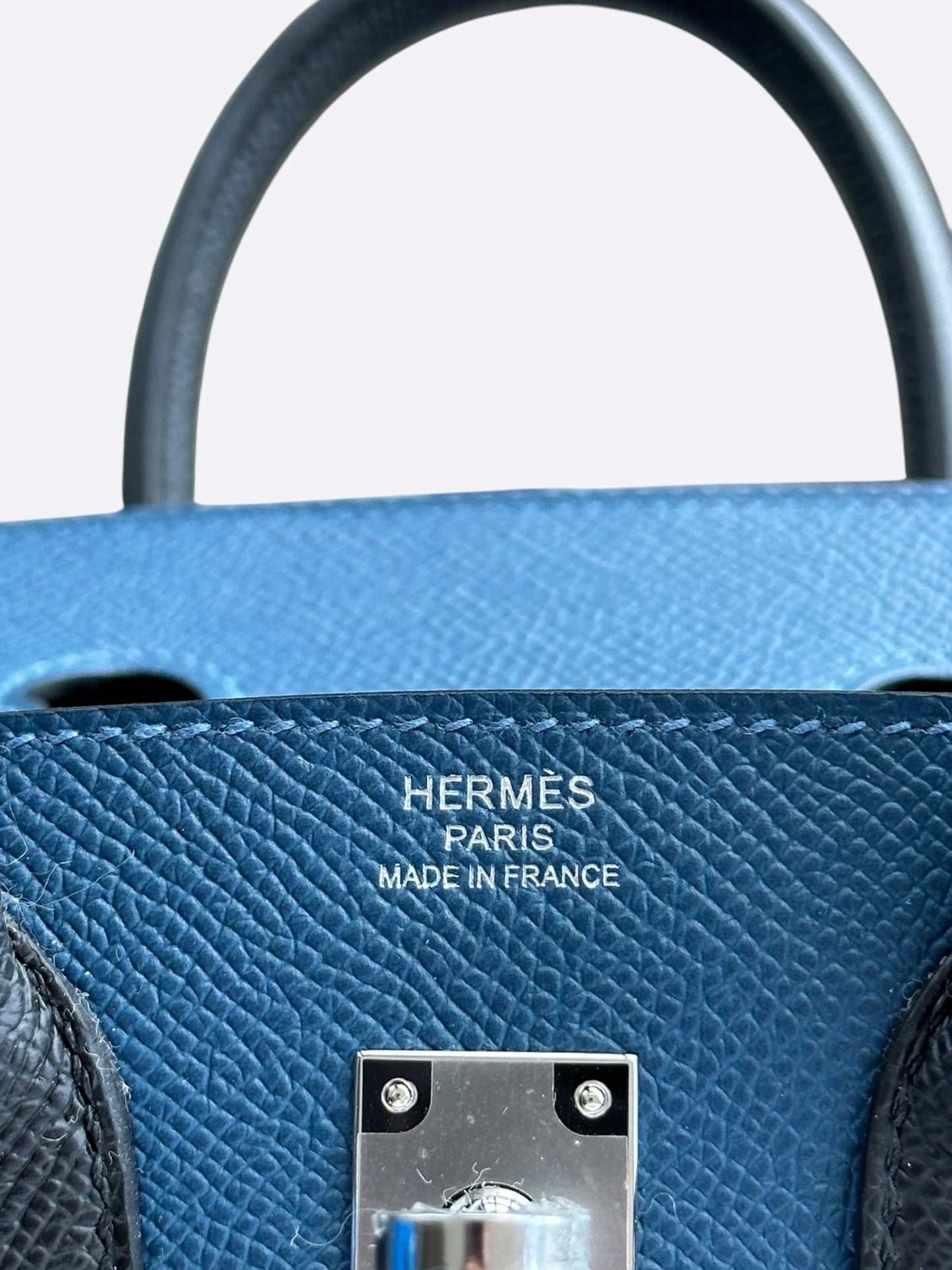 Hermes Blue Tri-Color Epsom & Palladium Hardware Birkin 25