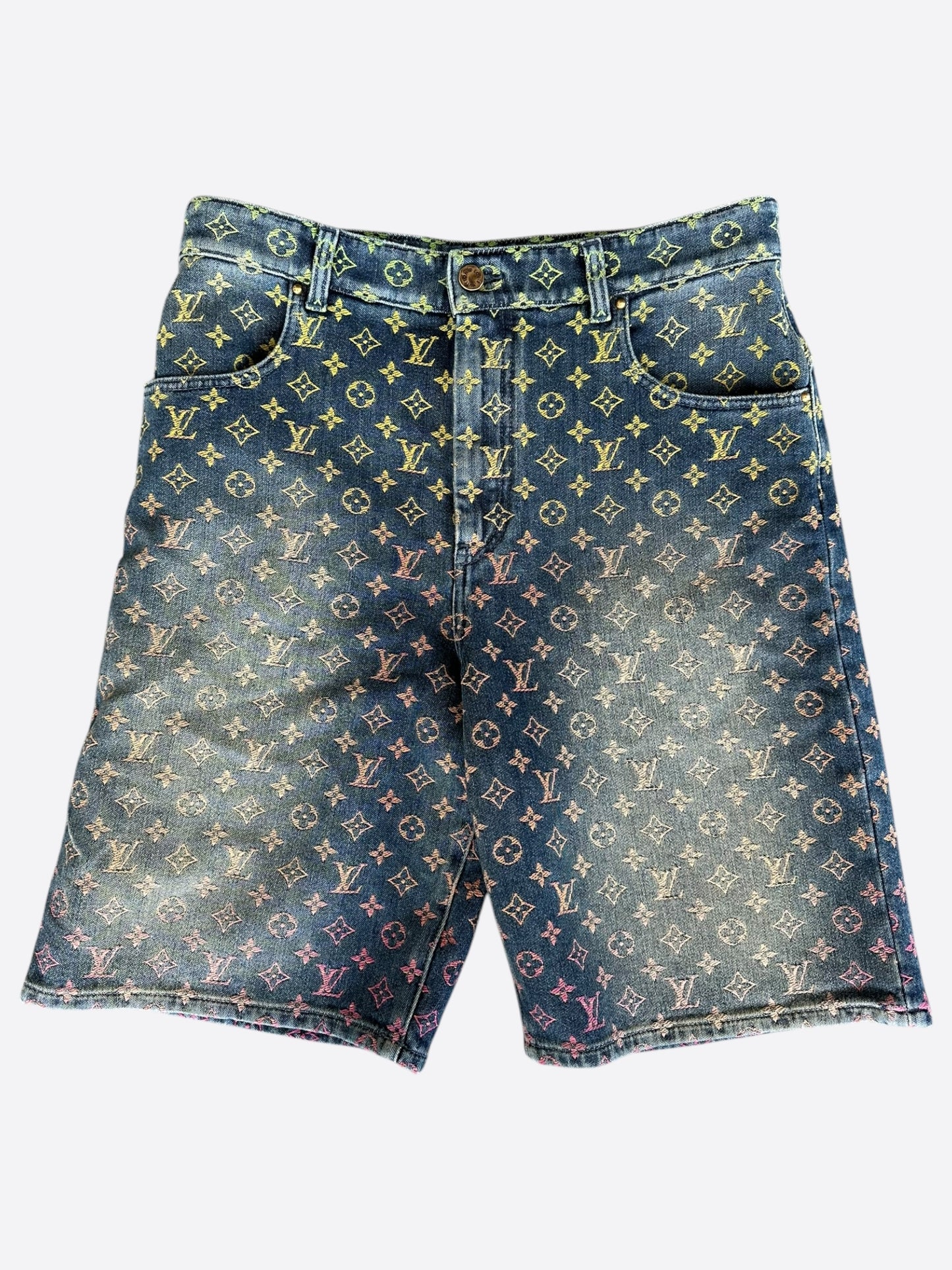 Louis Vuitton Blue Rainbow Monogram Denim Shorts