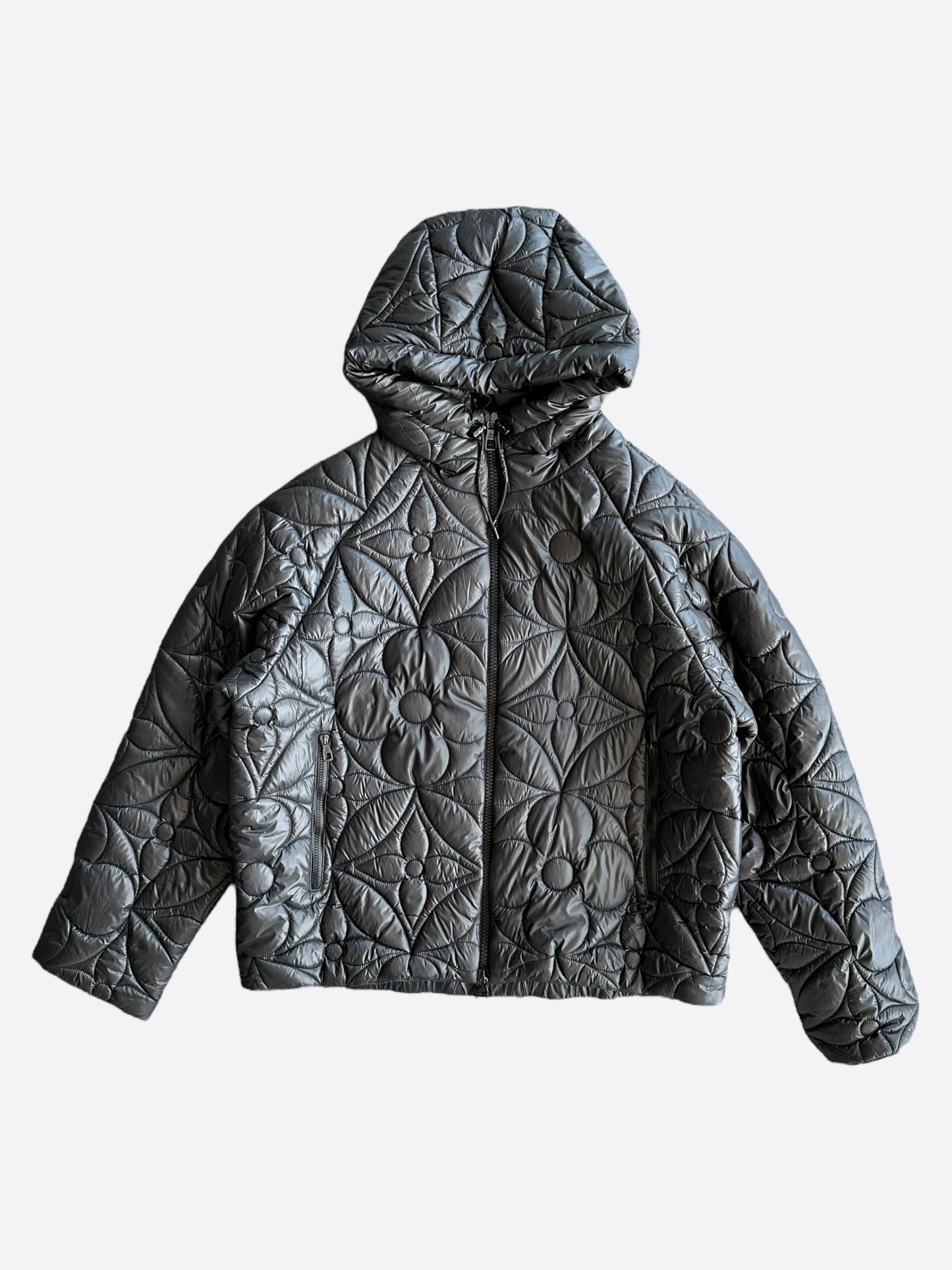 Louis Vuitton Black Flower Monogram Puffer Jacket