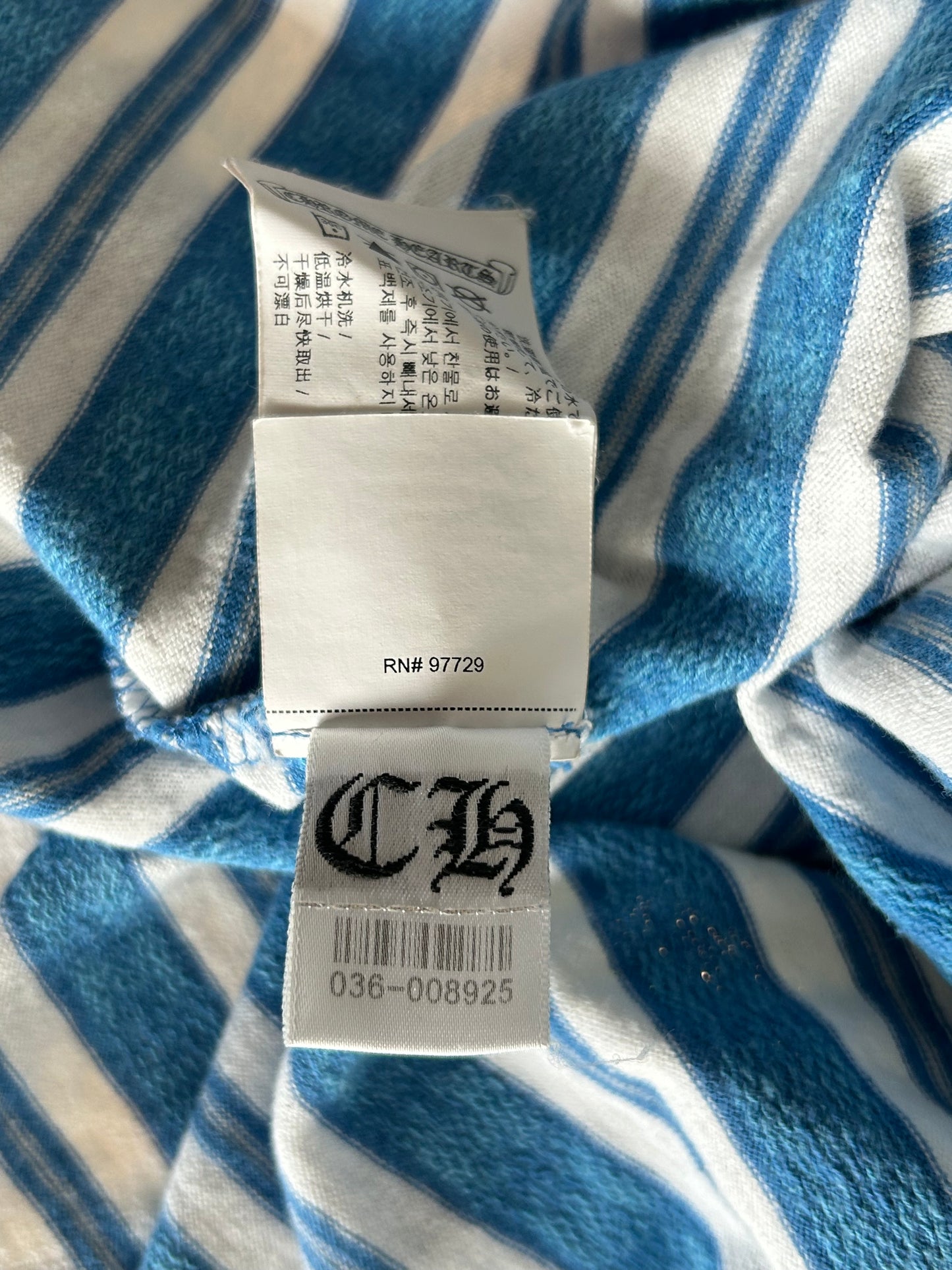 Chrome Hearts Blue & White Striped T-Shirt