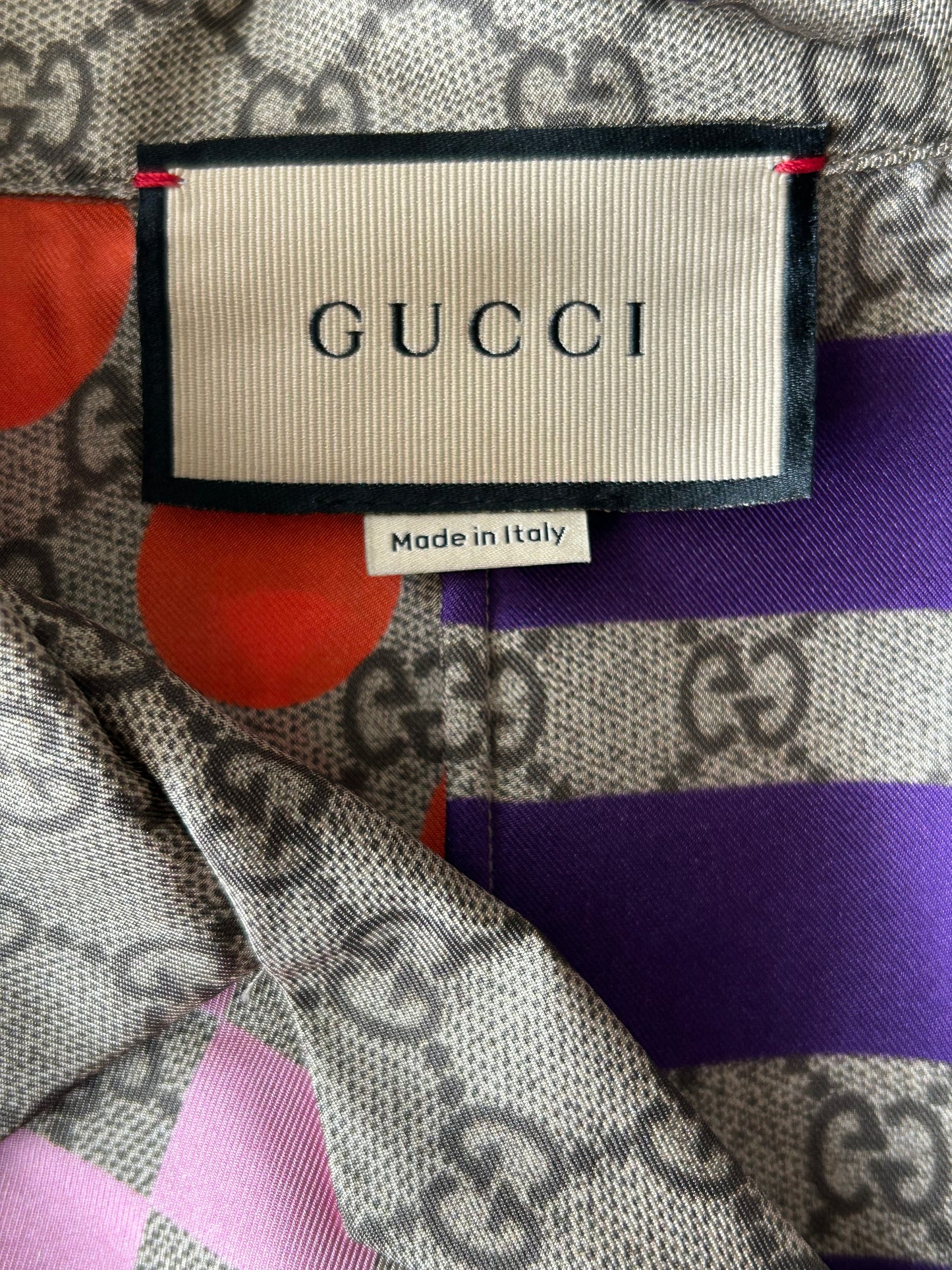 Gucci Tan & Multicolor GG Monogram Button Up Shirt