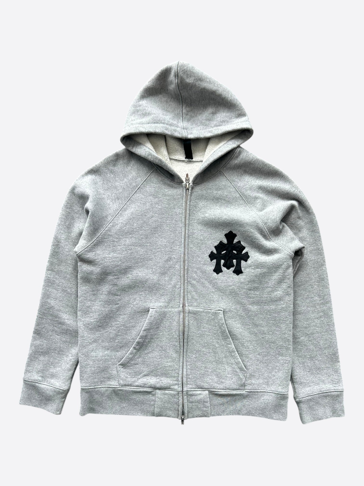 Chrome Heartsジップパーカー Chrome Hearts Grey & Black Triple Cross Patch Paper Jam Zip Up