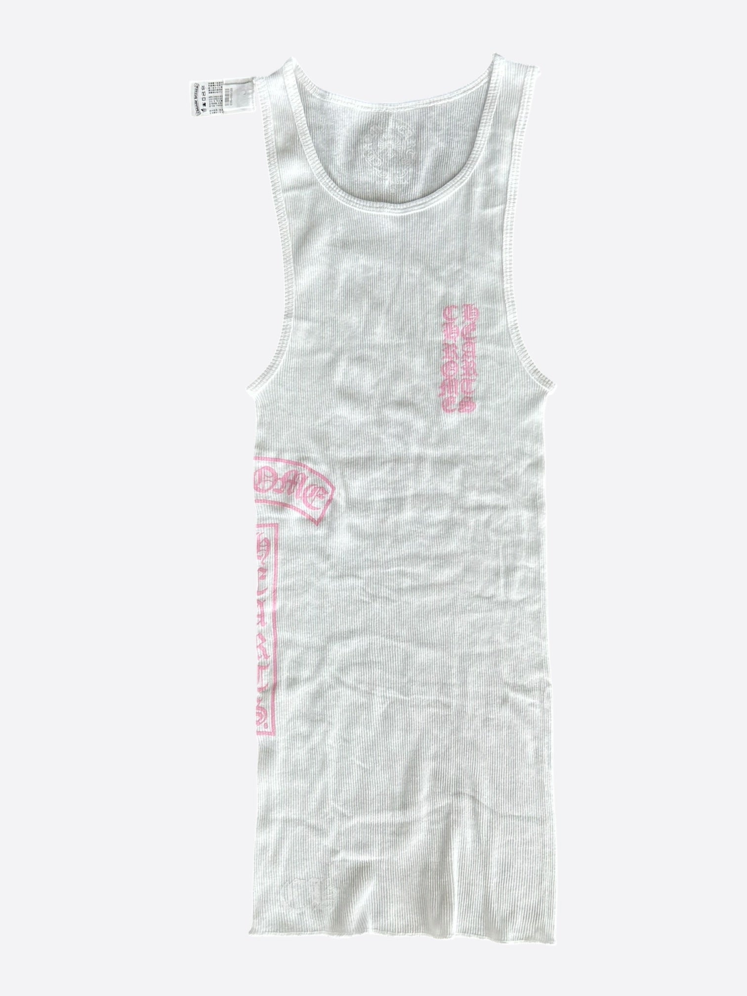 CHROME HEARTSクロムハーツ タンクトップwhite/pink Chrome Hearts T-Bar Rib Tank Top Pink White – NOBLEMARS