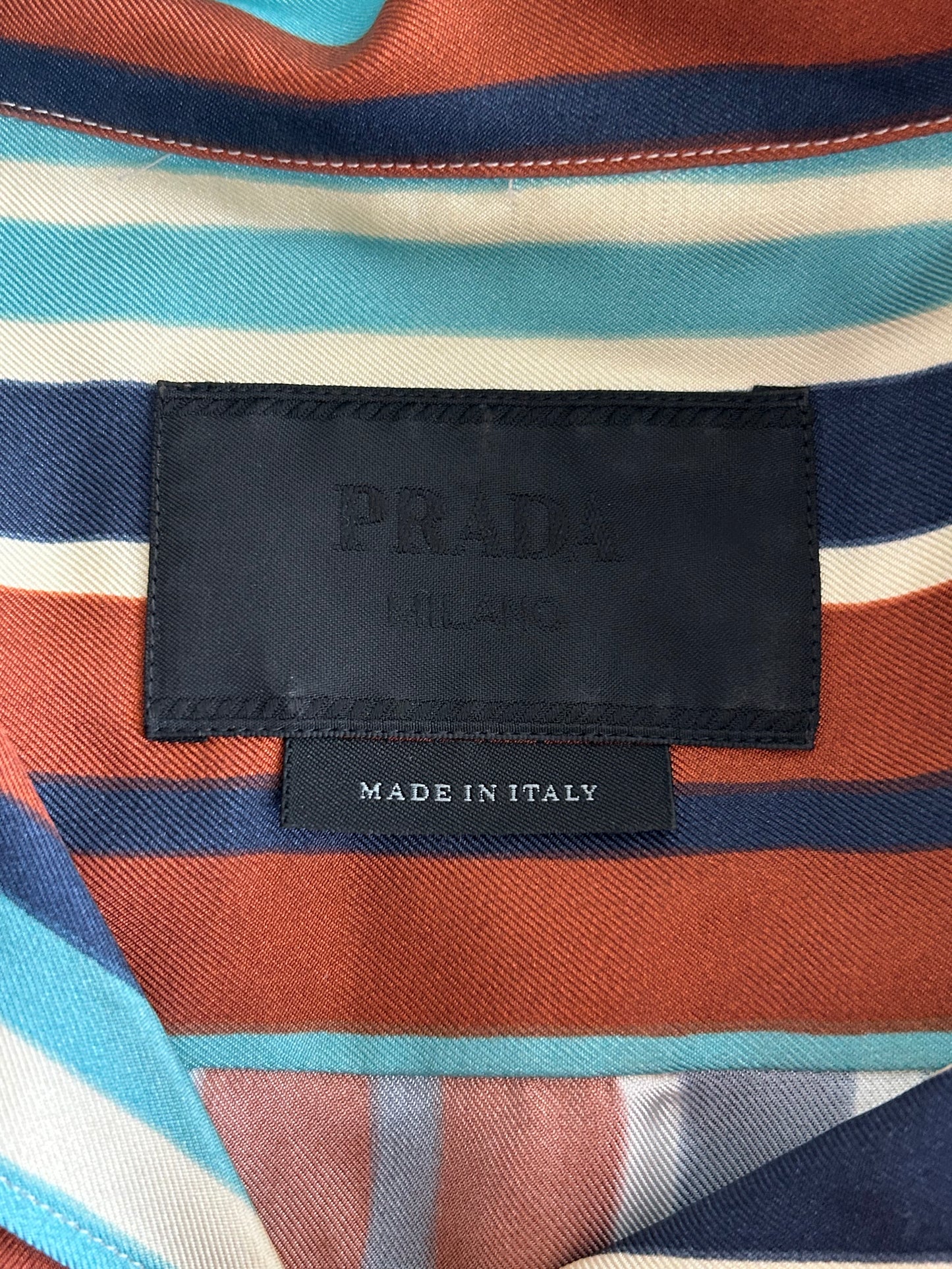 Prada Brown Striped Button Up Shirt