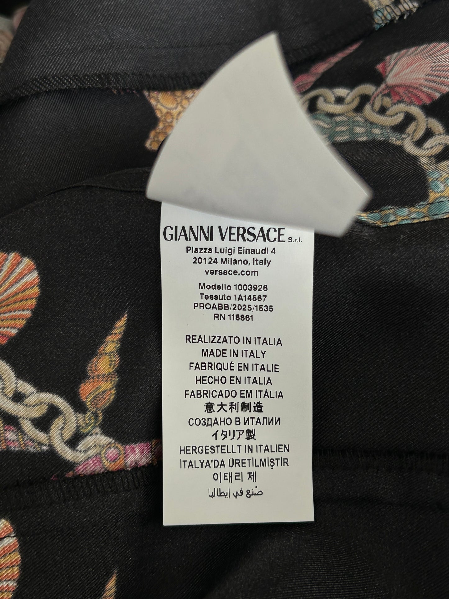 Versace Black & Multicolor Coral Theatre Graphic Button Up Shirt