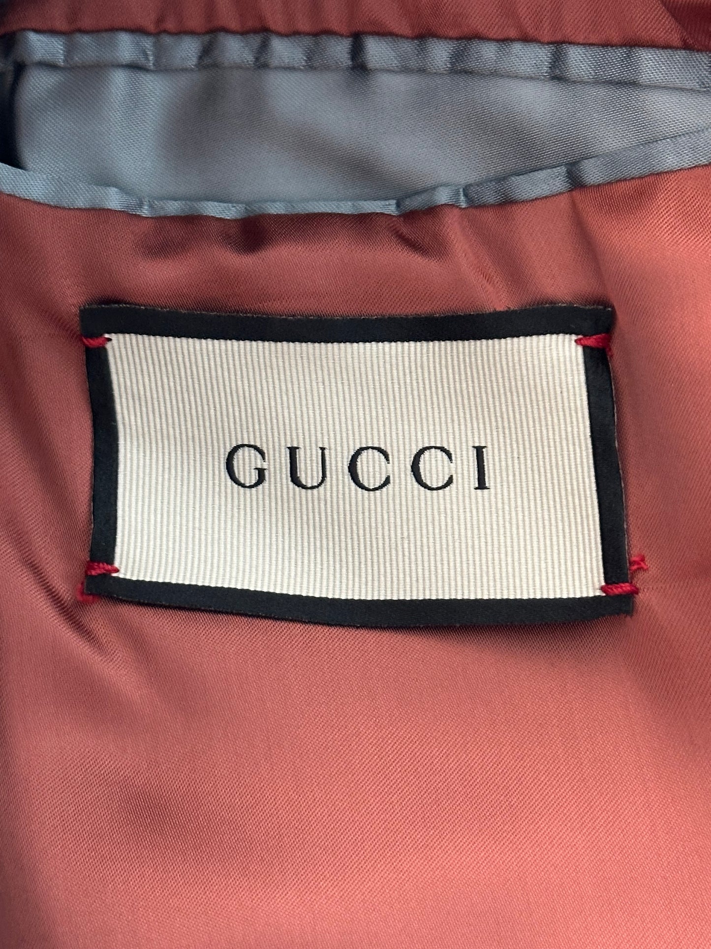 Gucci Black, White & Red GG Monogram Wool Coat
