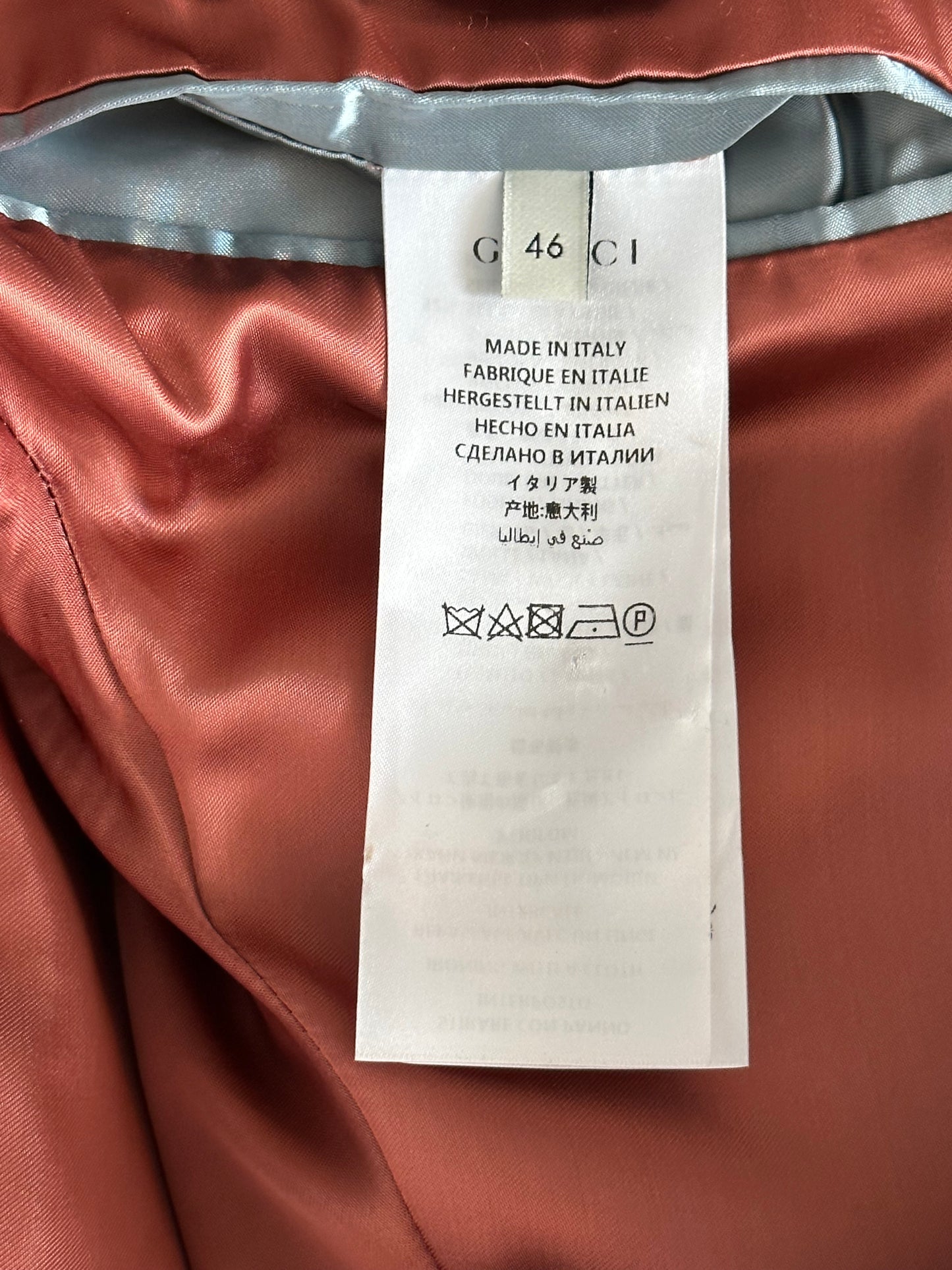 Gucci Black, White & Red GG Monogram Wool Coat