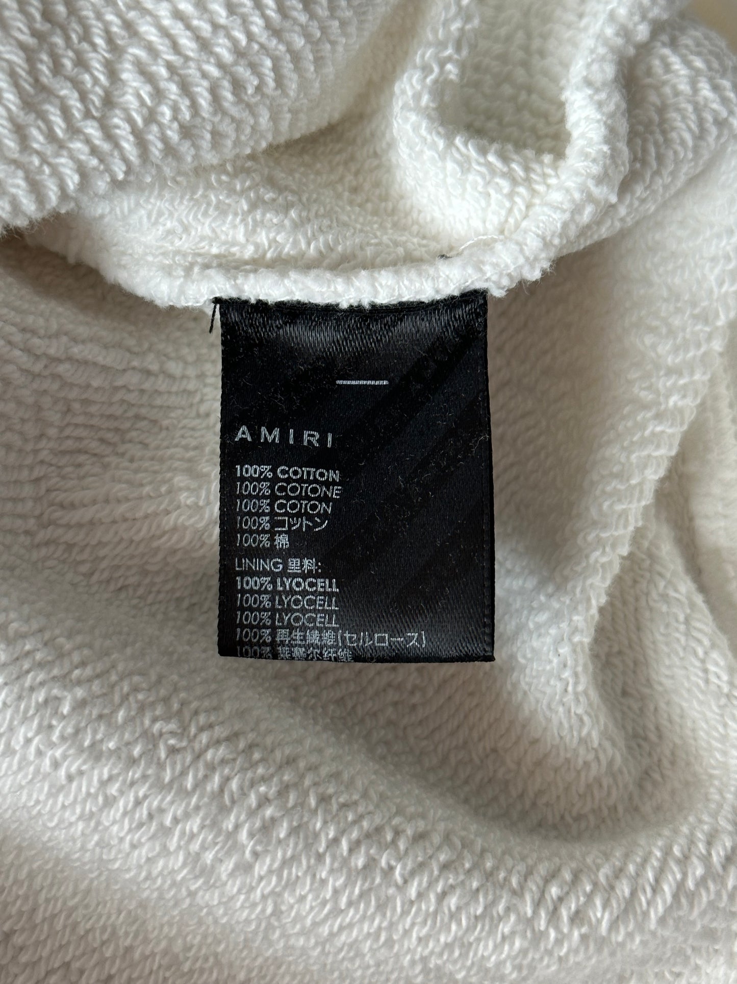 Amiri White & Black 22 Distressed Logo Hoodie