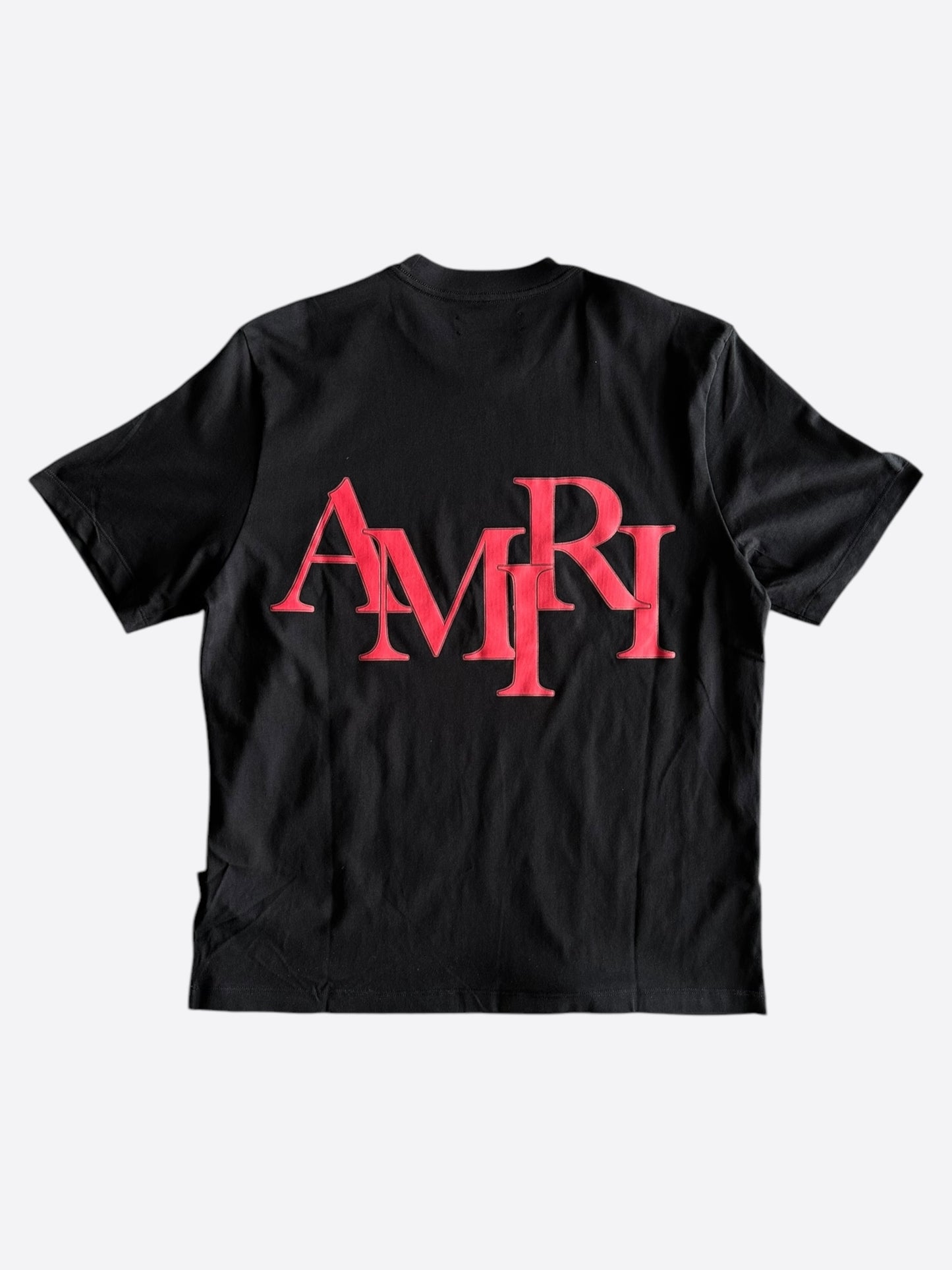Amiri Black & Red Staggered Logo T-Shirt