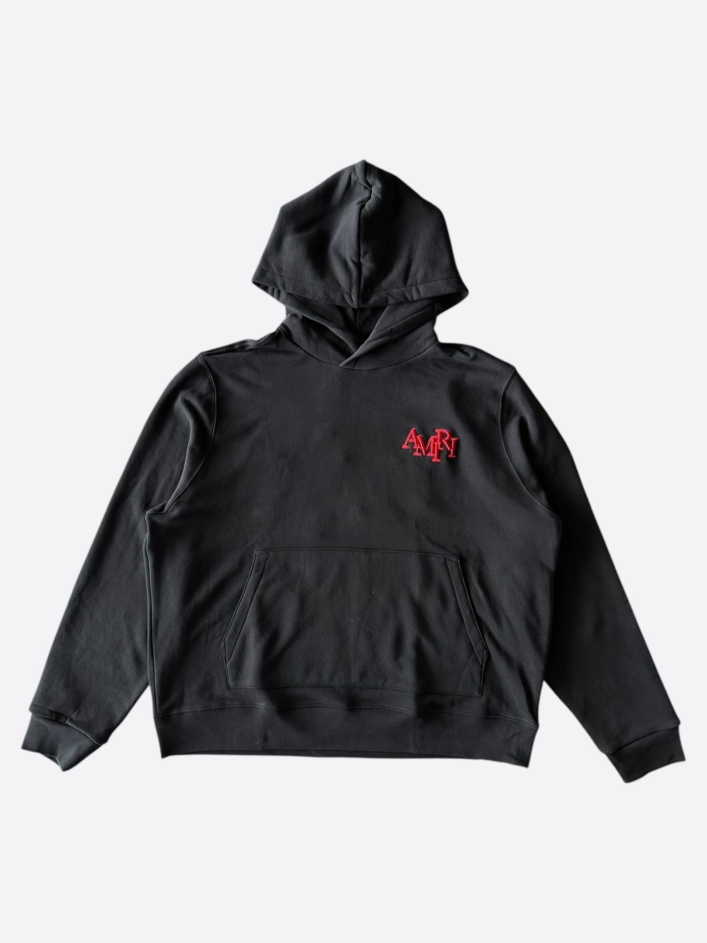 Amiri Black & Red Staggered Logo Hoodie