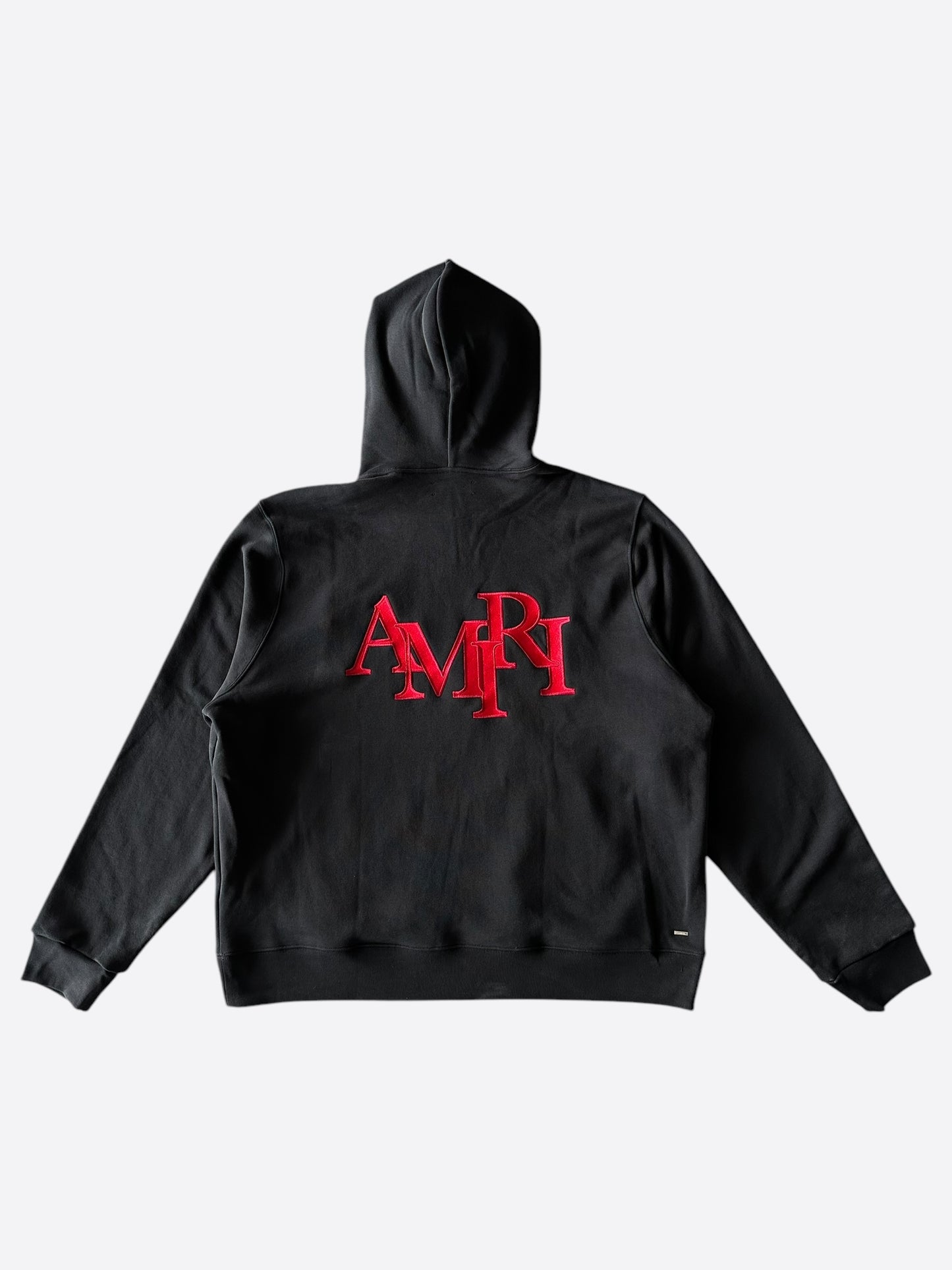Amiri Black & Red Staggered Logo Hoodie
