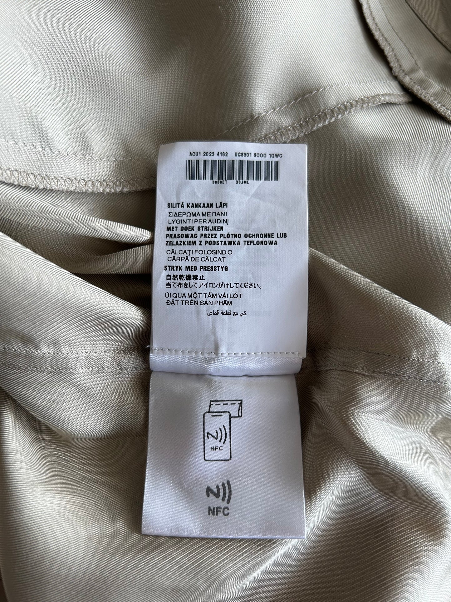 Prada Beige & Black Striped Logo Silk Button Up Shirt