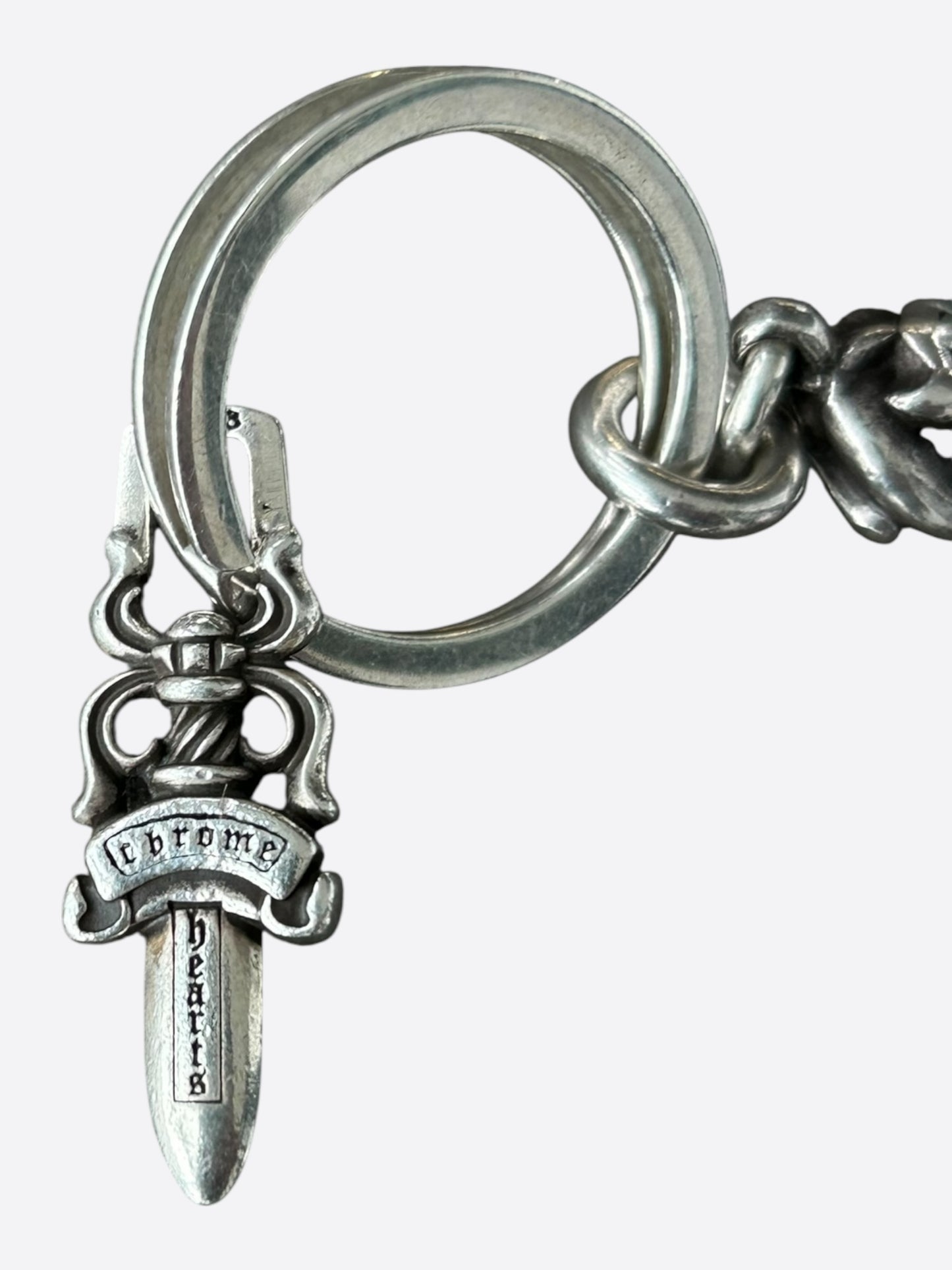 Chrome Hearts Silver Celtic Roller & Dagger Keychain