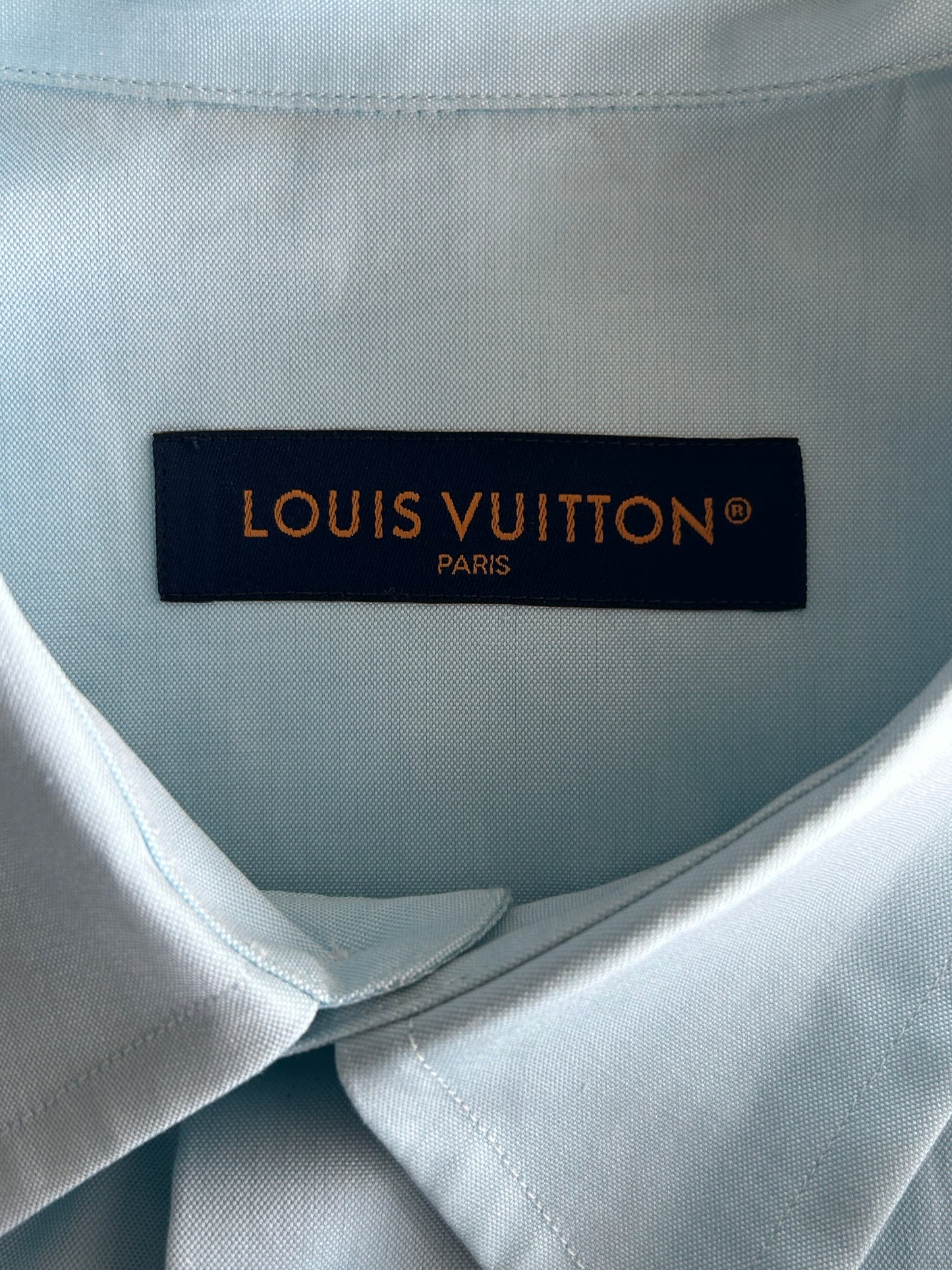 Louis Vuitton Light Blue Embroidered Logo Button Up Shirt