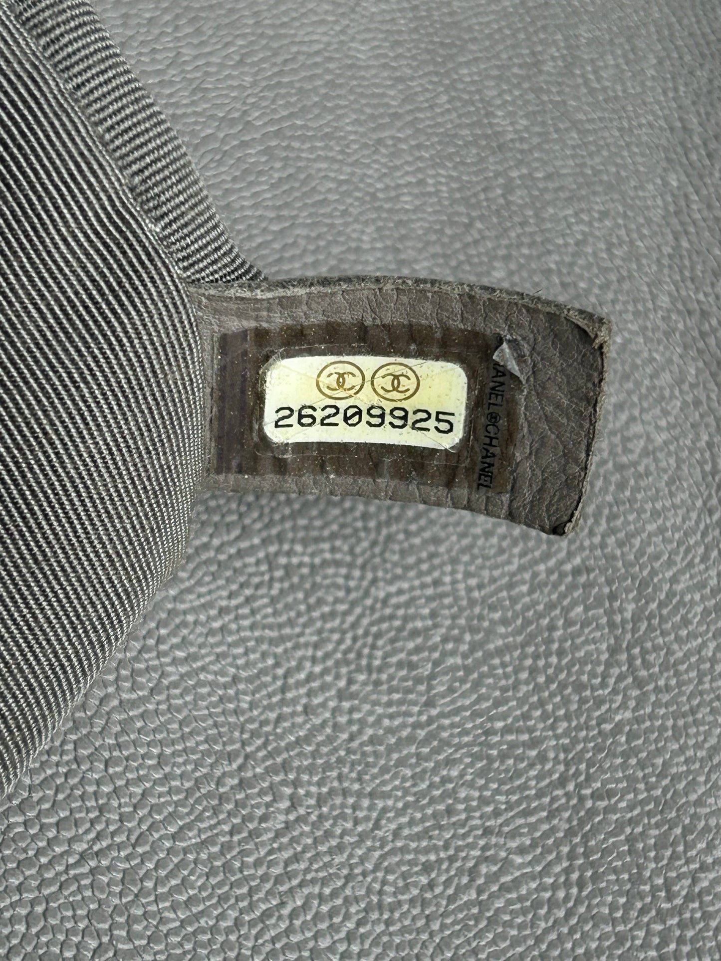 Chanel Light Grey Quilted Caviar Large Boy Bag
