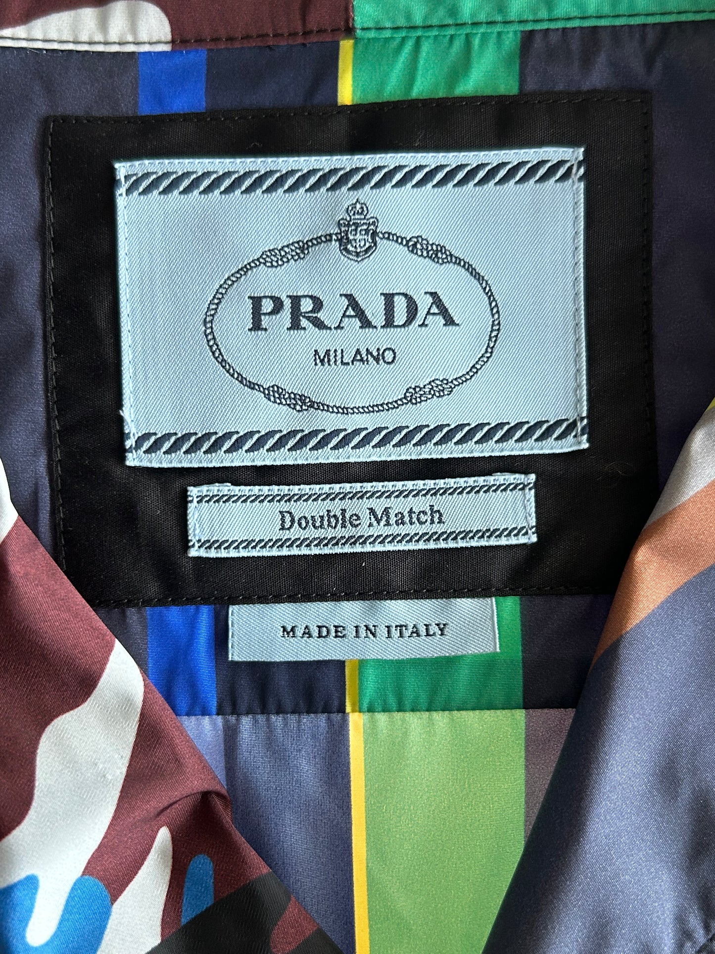 Prada Camouflage & Multicolor Striped Button Up Shirt