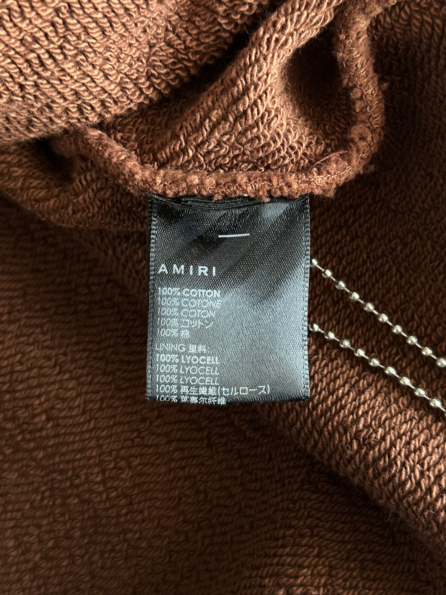 Amiri Brown Staggered Logo Hoodie