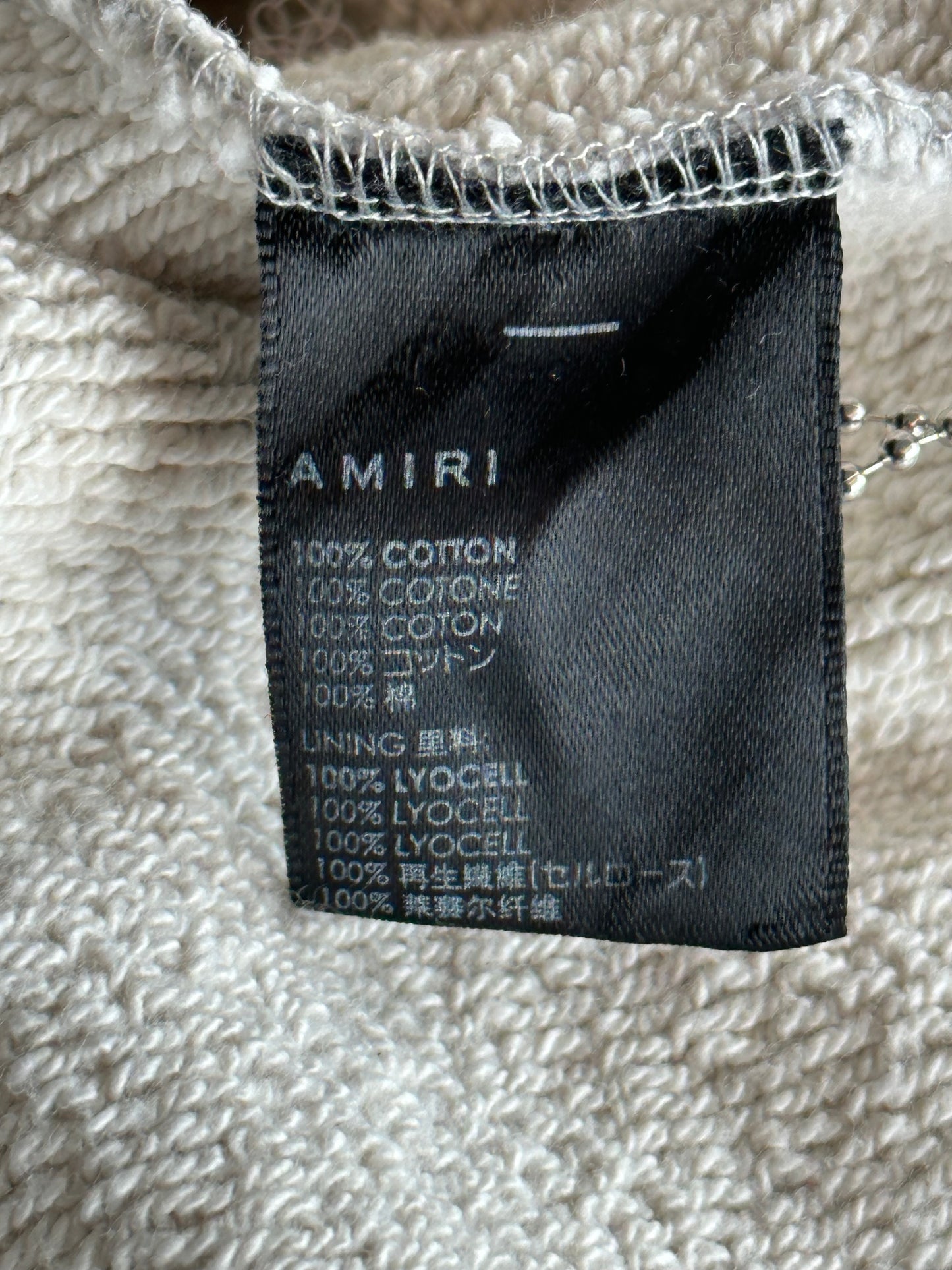 Amiri Grey Staggered Logo Hoodie