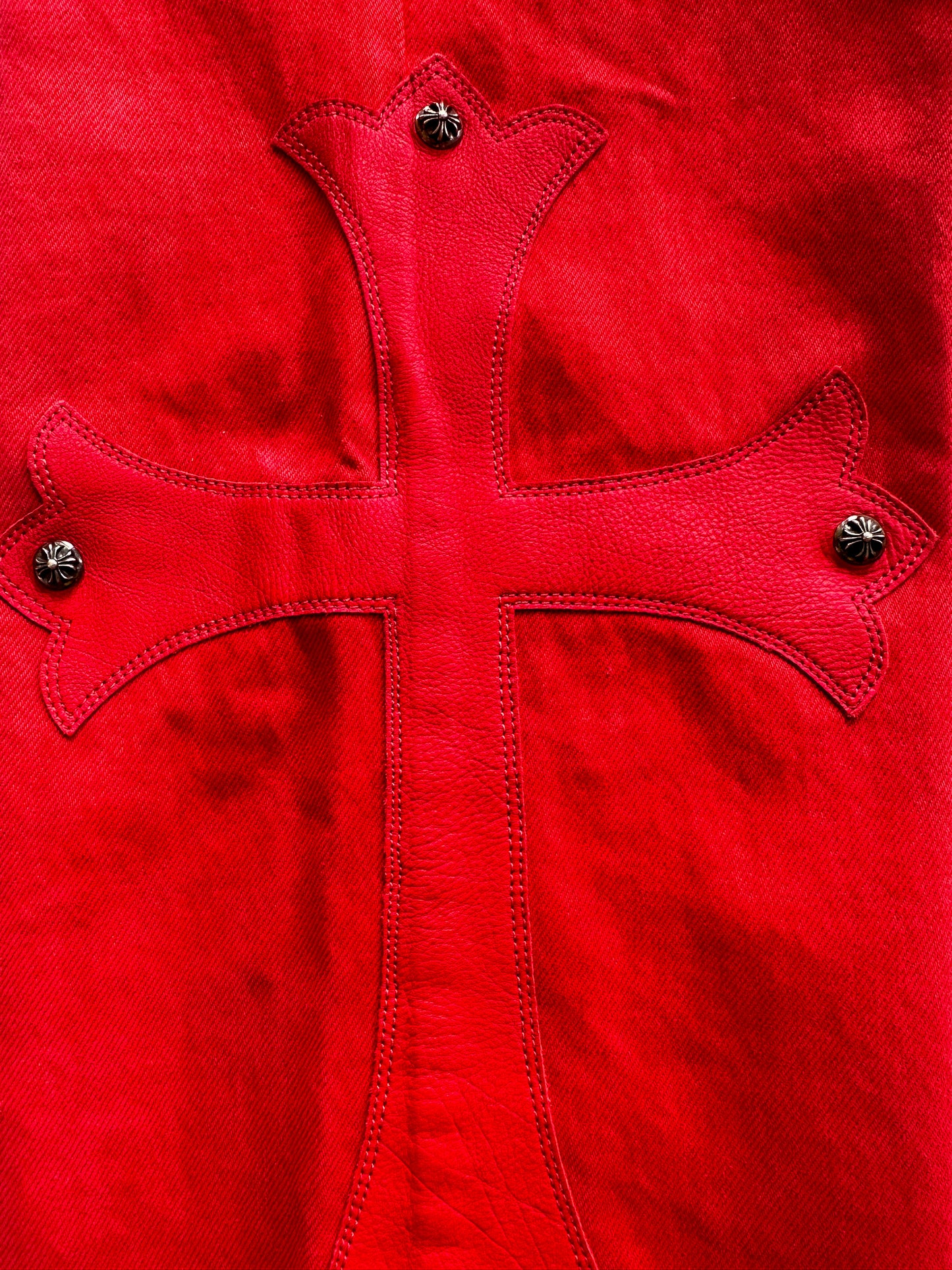 Chrome Hearts Red Large Cross Patch Jeans