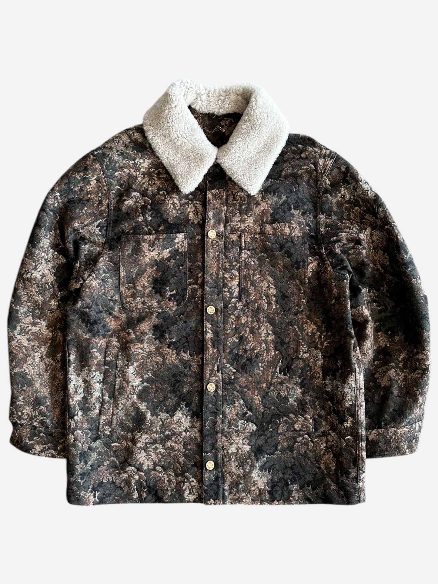 Louis Vuitton Brown Tapestry Monogram Shearling Jacket