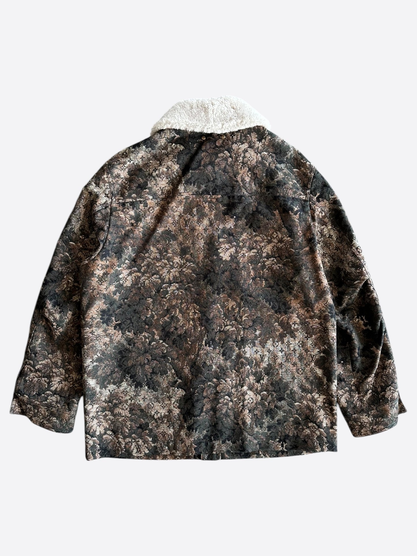 Louis Vuitton Brown Tapestry Monogram Shearling Jacket