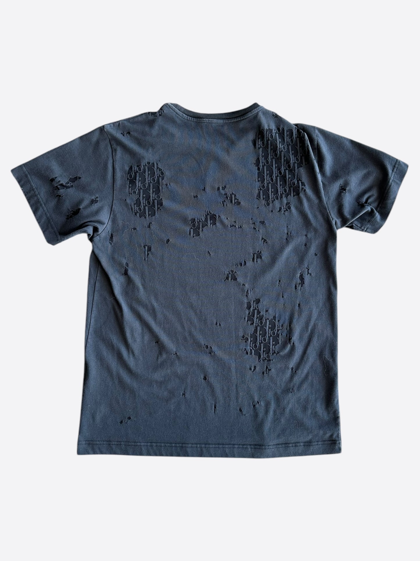 Dior Navy Distressed Oblique T-Shirt
