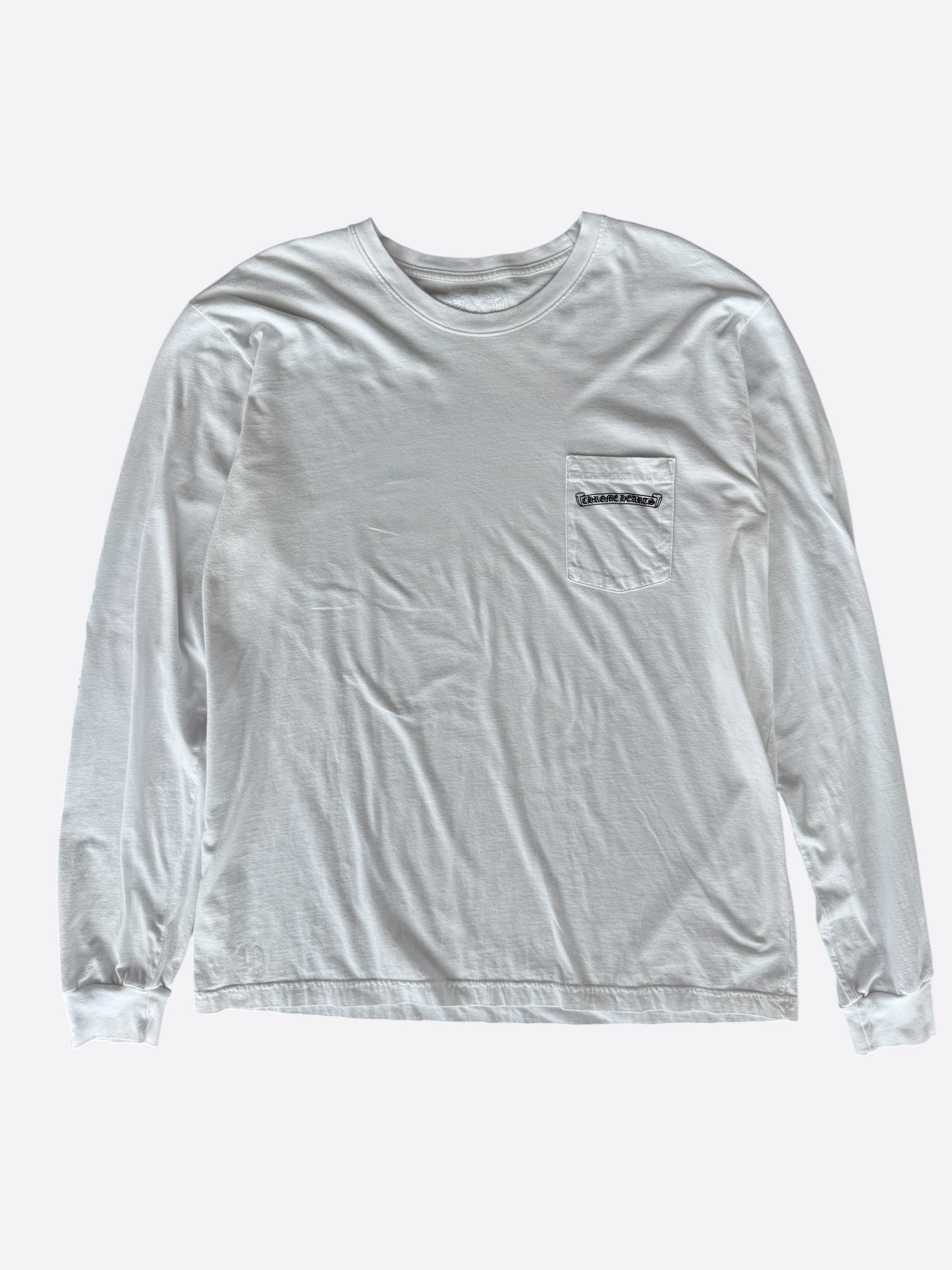 Chrome Hearts White & Black Scroll Logo Longsleeve T-Shirt – Savonches