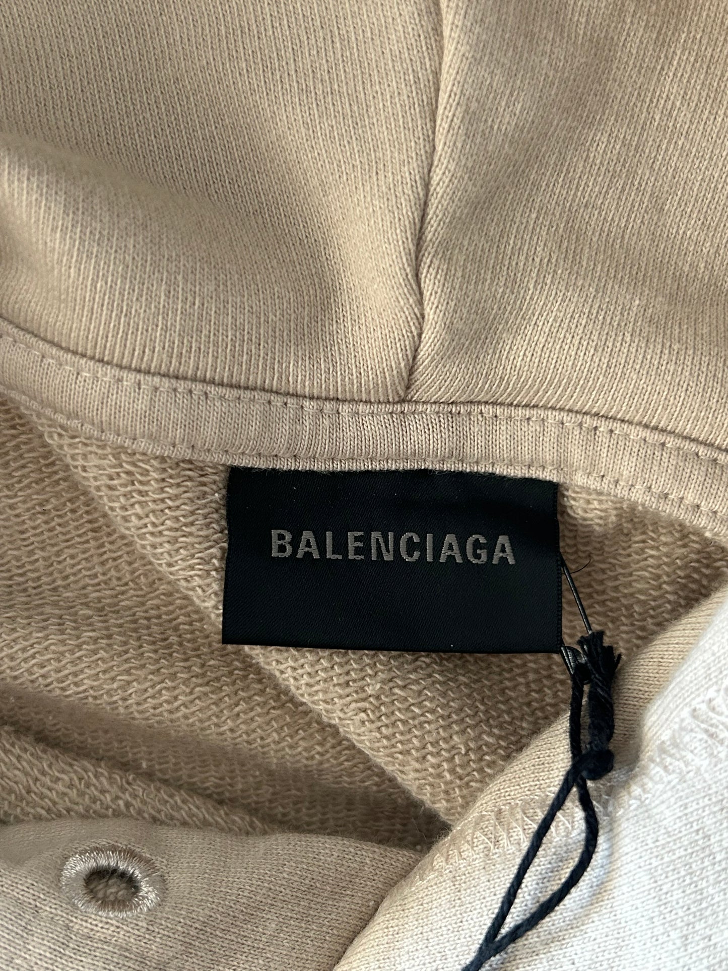Balenciaga Beige & Black Embroidered BB Icon Logos Hoodie