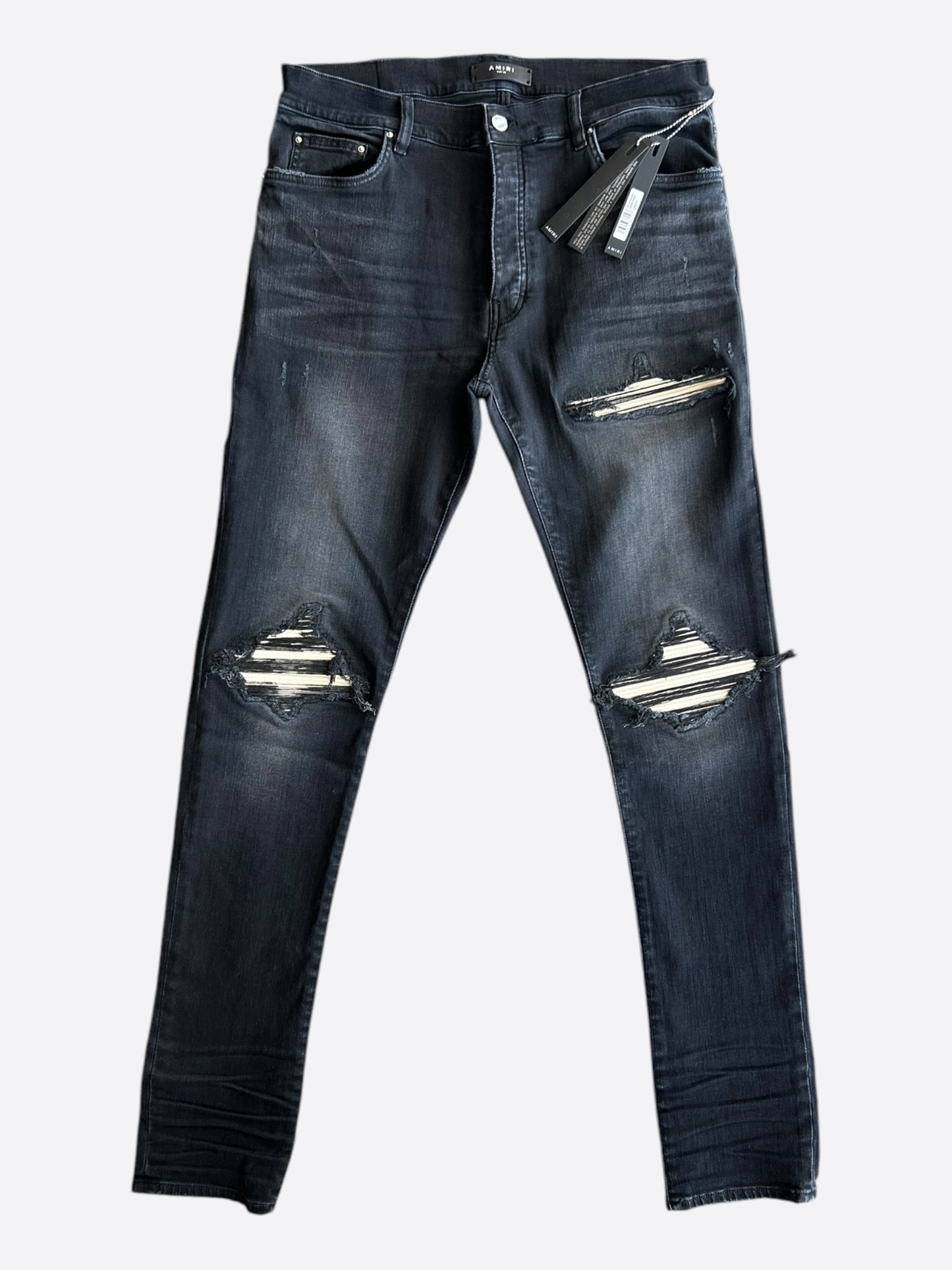 Amiri Black & White Suede Patch MX1 Jeans