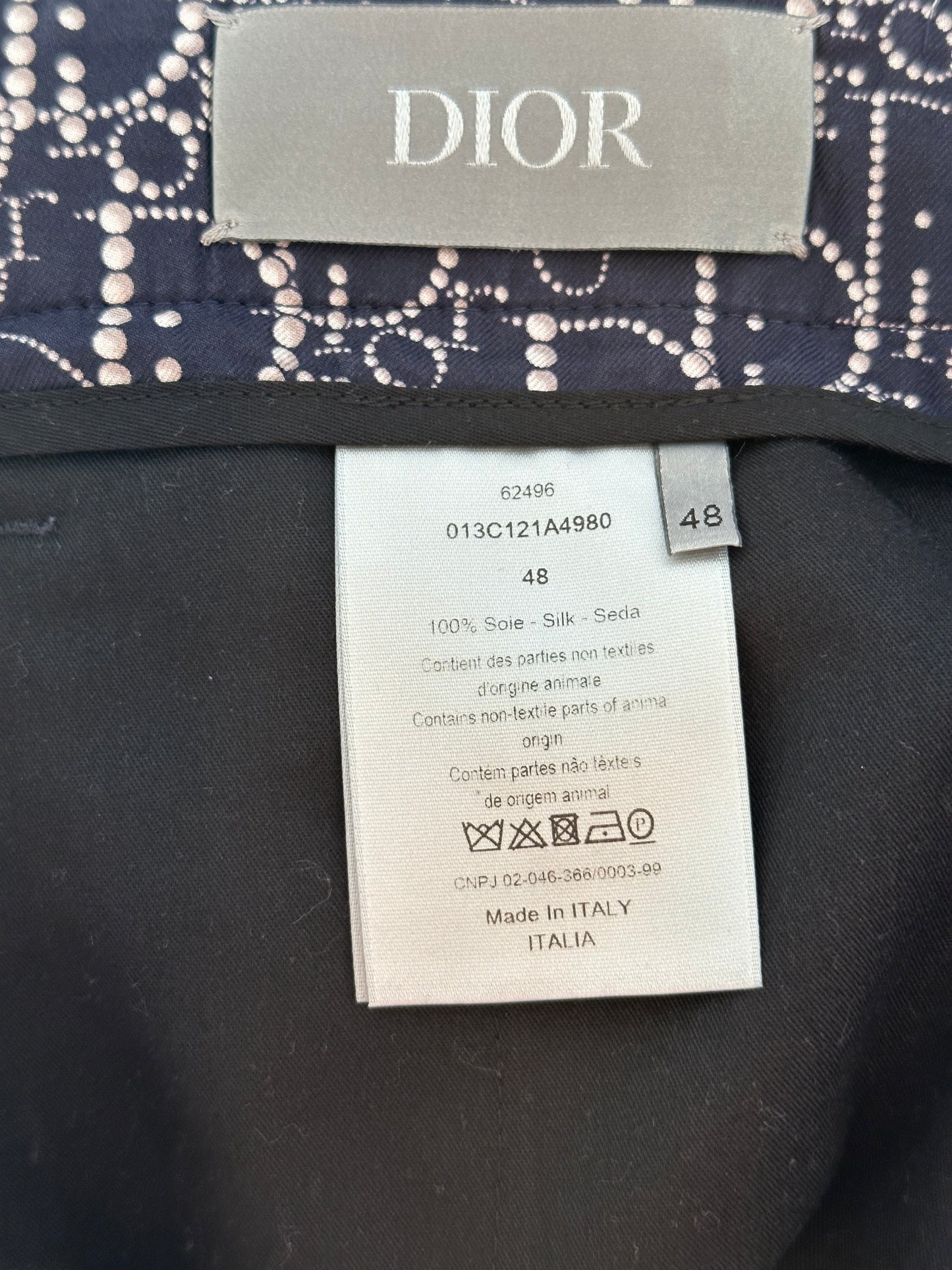 Dior Navy Pearl Oblique Silk Shorts