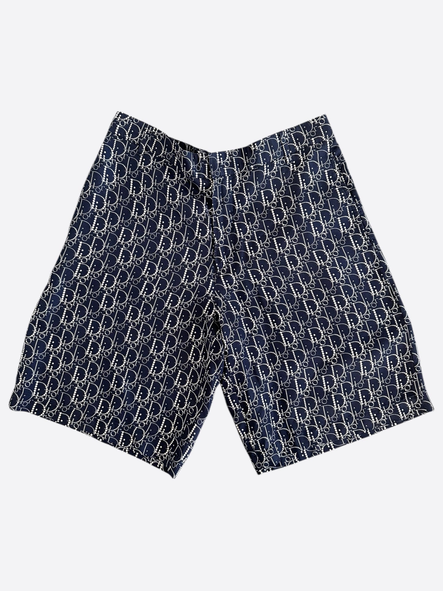 Dior Navy Pearl Oblique Silk Shorts