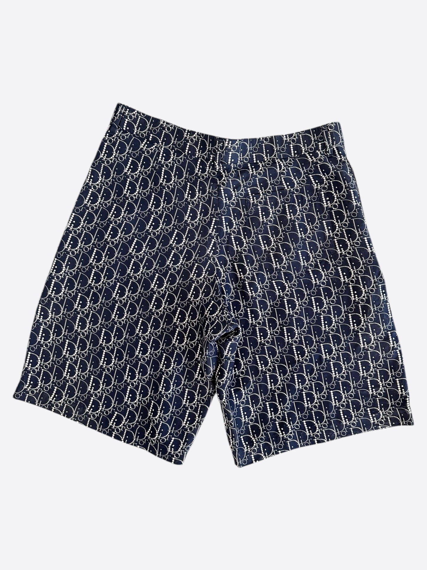 Dior Navy Pearl Oblique Silk Shorts