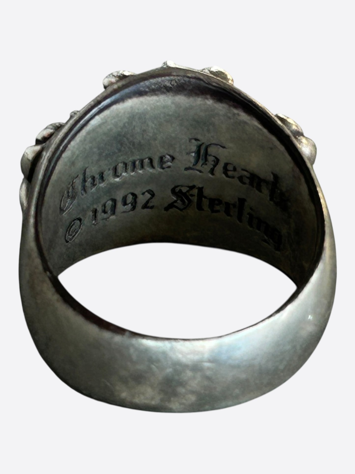 Chrome Hearts Silver Keeper Cross Floral Ring