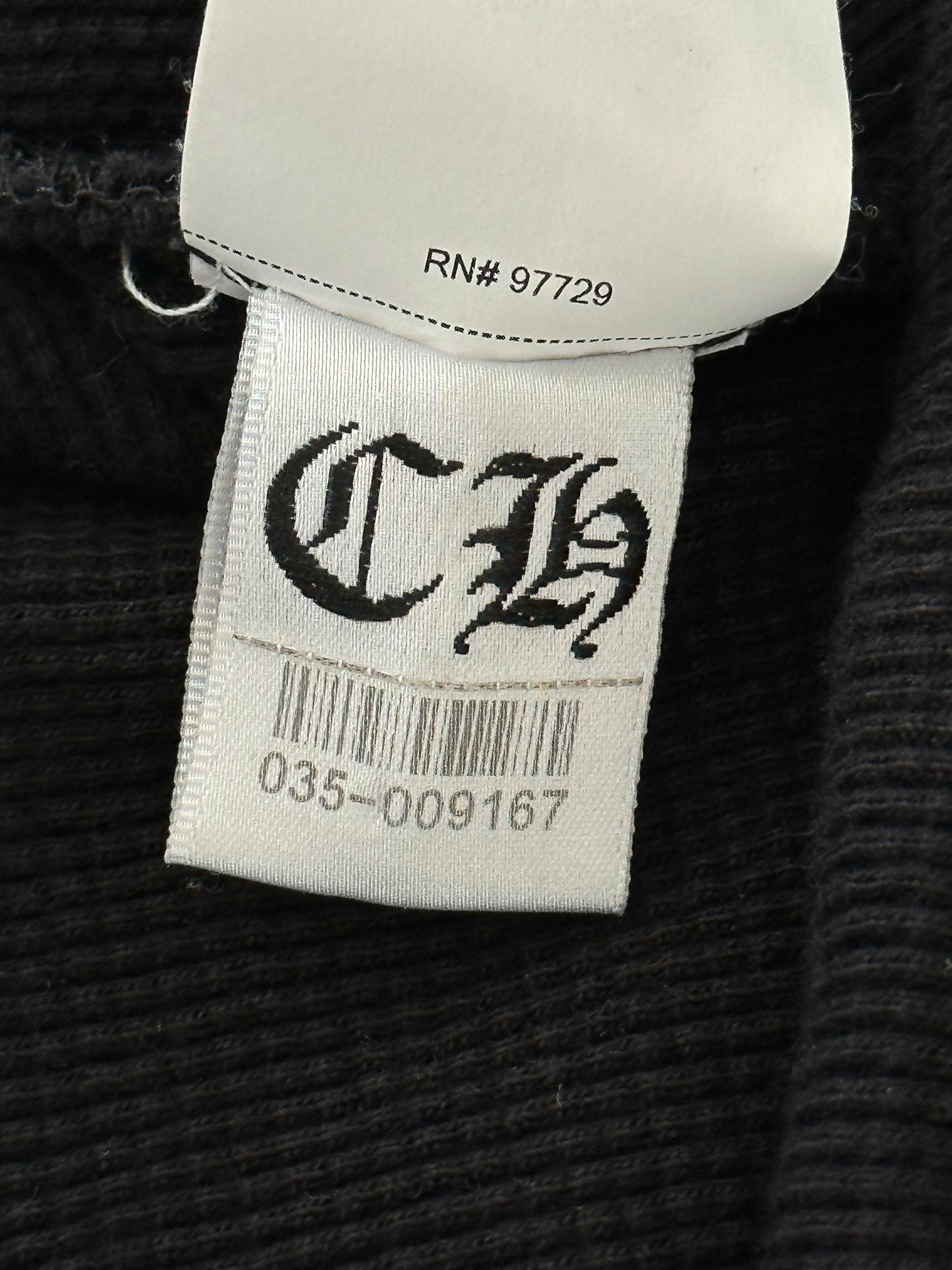 Chrome Hearts Black & White Embroidered Triple Cross Thermal Henley Shirt