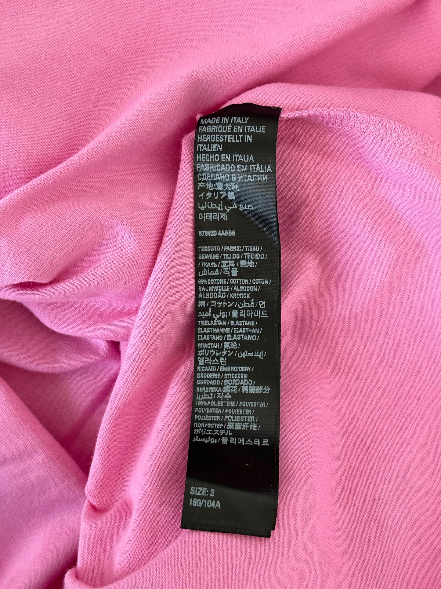 Balenciaga Pink 5 Star Embrodiered Logo T-Shirt