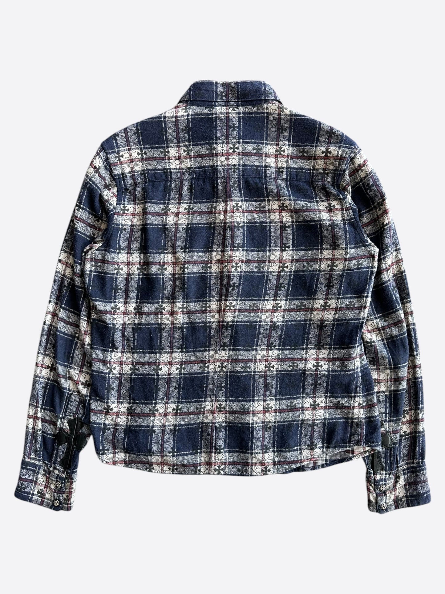 Chrome Hearts Blue Cross Patch Jacquard Button Up Shirt