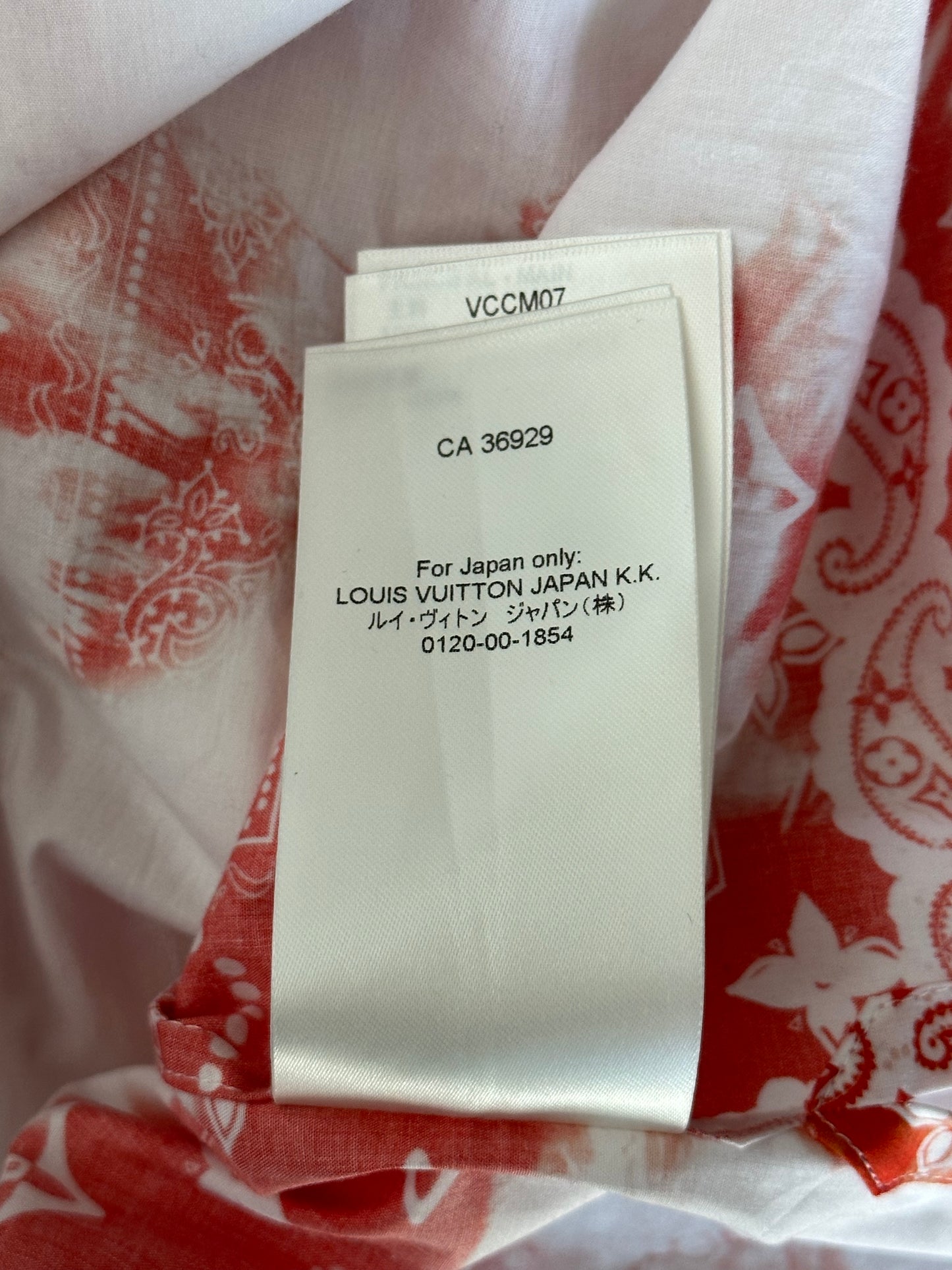Louis Vuitton Red Bandana Bleached Short Sleeve Button Up Shirt