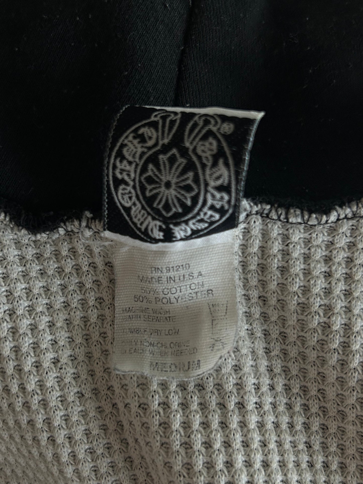Chrome Hearts Black Horseshoe Logo Thermal Zip Up Hoodie