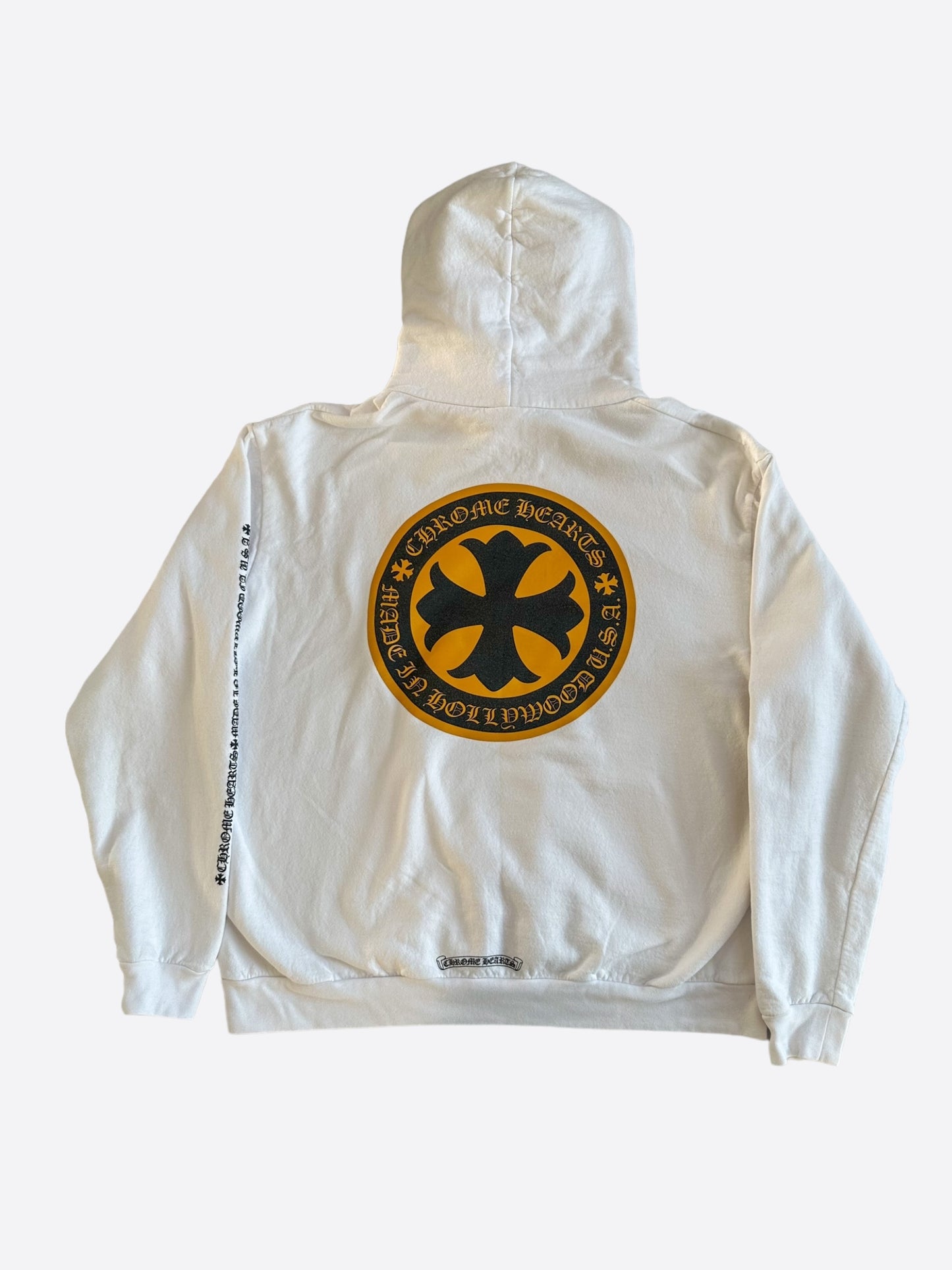 Chrome Hearts White & Yellow Cross Logo Hoodie